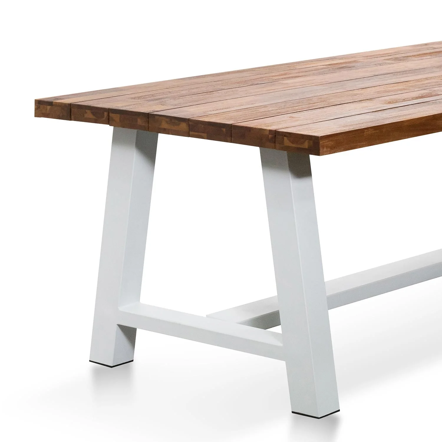 CDT2165-EM 2.5m Outdoor Dining Table - Natural Top and White Base - Image 4