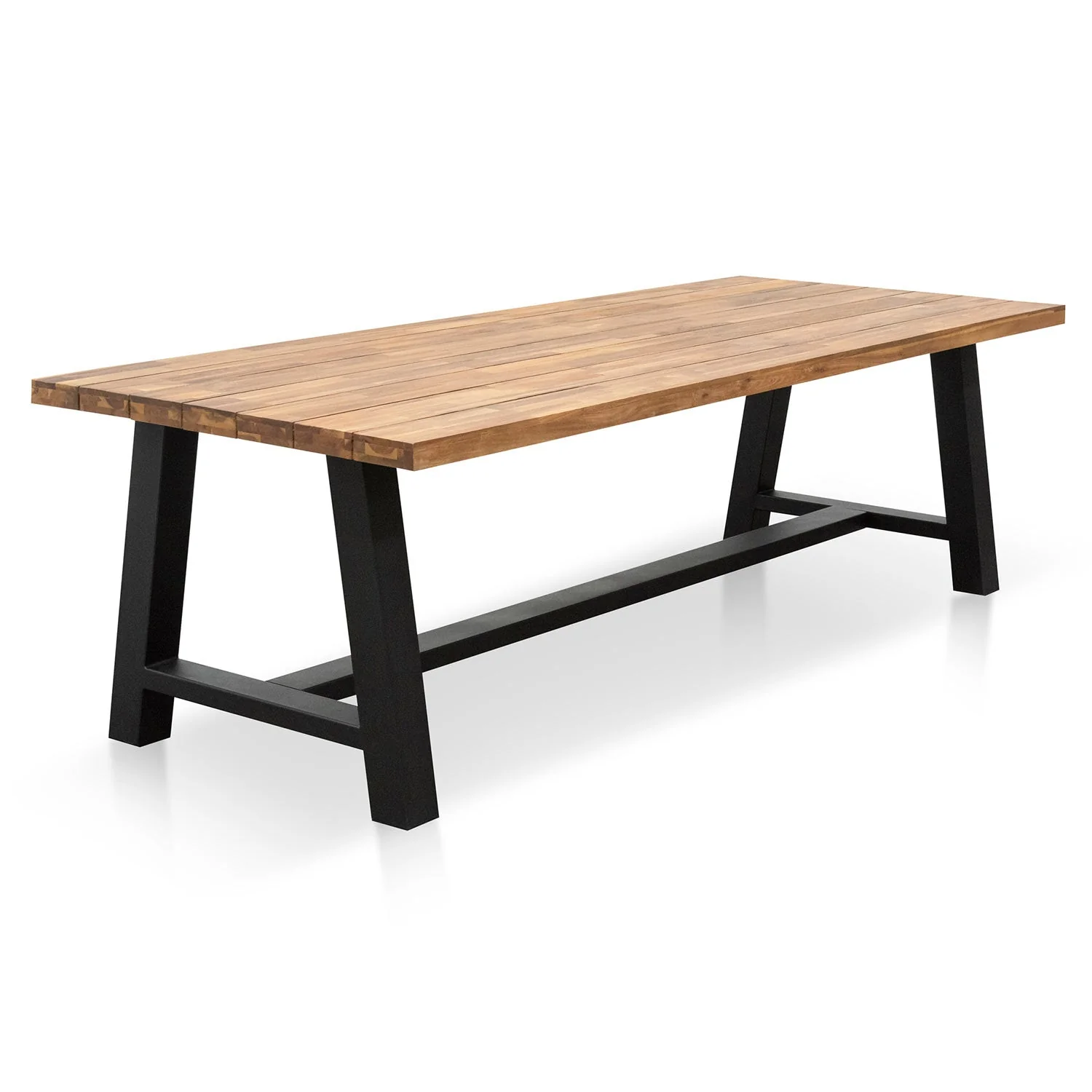 CDT2166-EM Outdoor Dining Table - Natural Top and Black Base - Image 6