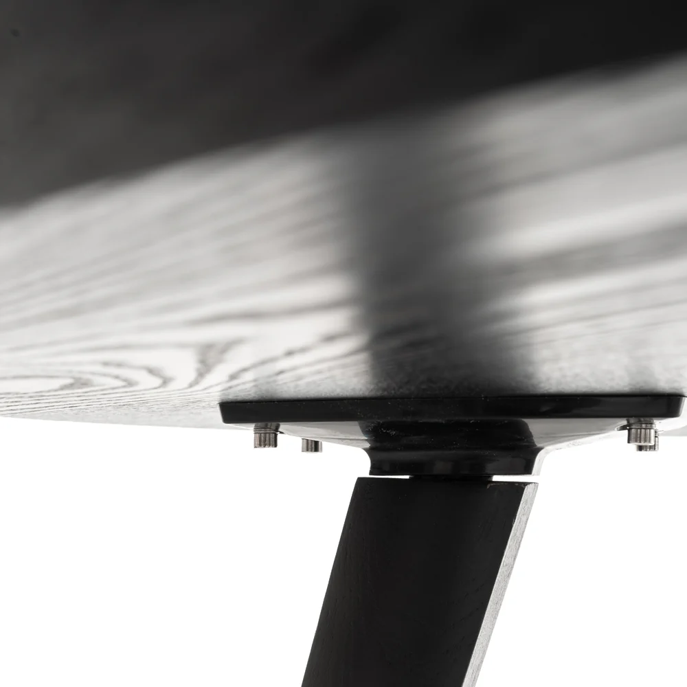 CDT2305-SD 100cm Round Dining Table - Black Veneer Top - Black Legs - Image 3