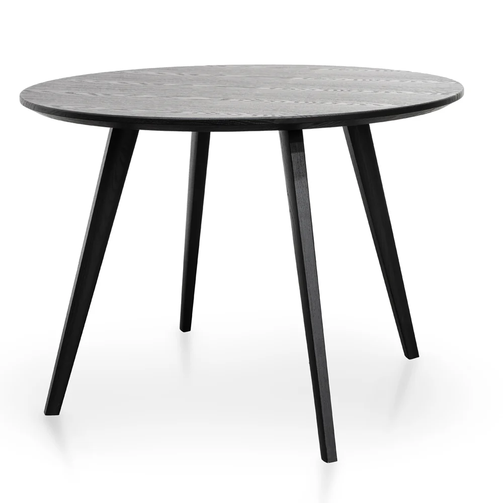 CDT2305-SD 100cm Round Dining Table - Black Veneer Top - Black Legs - Image 4