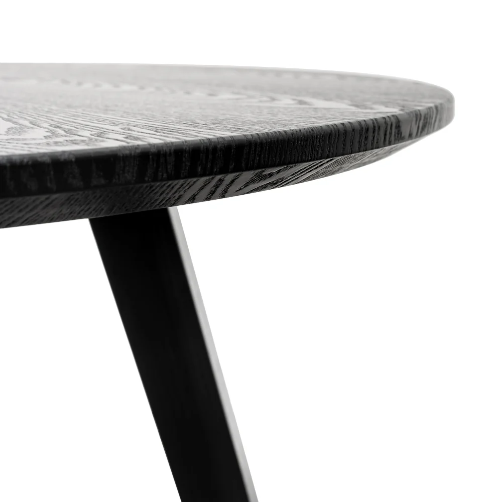 CDT2305-SD 100cm Round Dining Table - Black Veneer Top - Black Legs - Image 5
