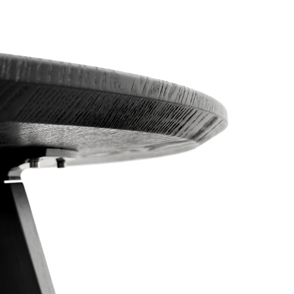 CDT2305-SD 100cm Round Dining Table - Black Veneer Top - Black Legs - Image 6