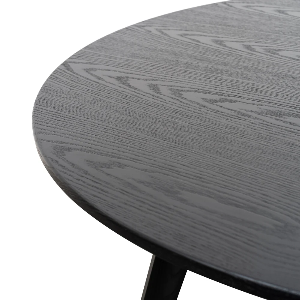 CDT2305-SD 100cm Round Dining Table - Black Veneer Top - Black Legs - Image 7
