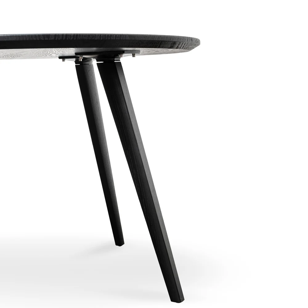 CDT2305-SD 100cm Round Dining Table - Black Veneer Top - Black Legs - Image 8