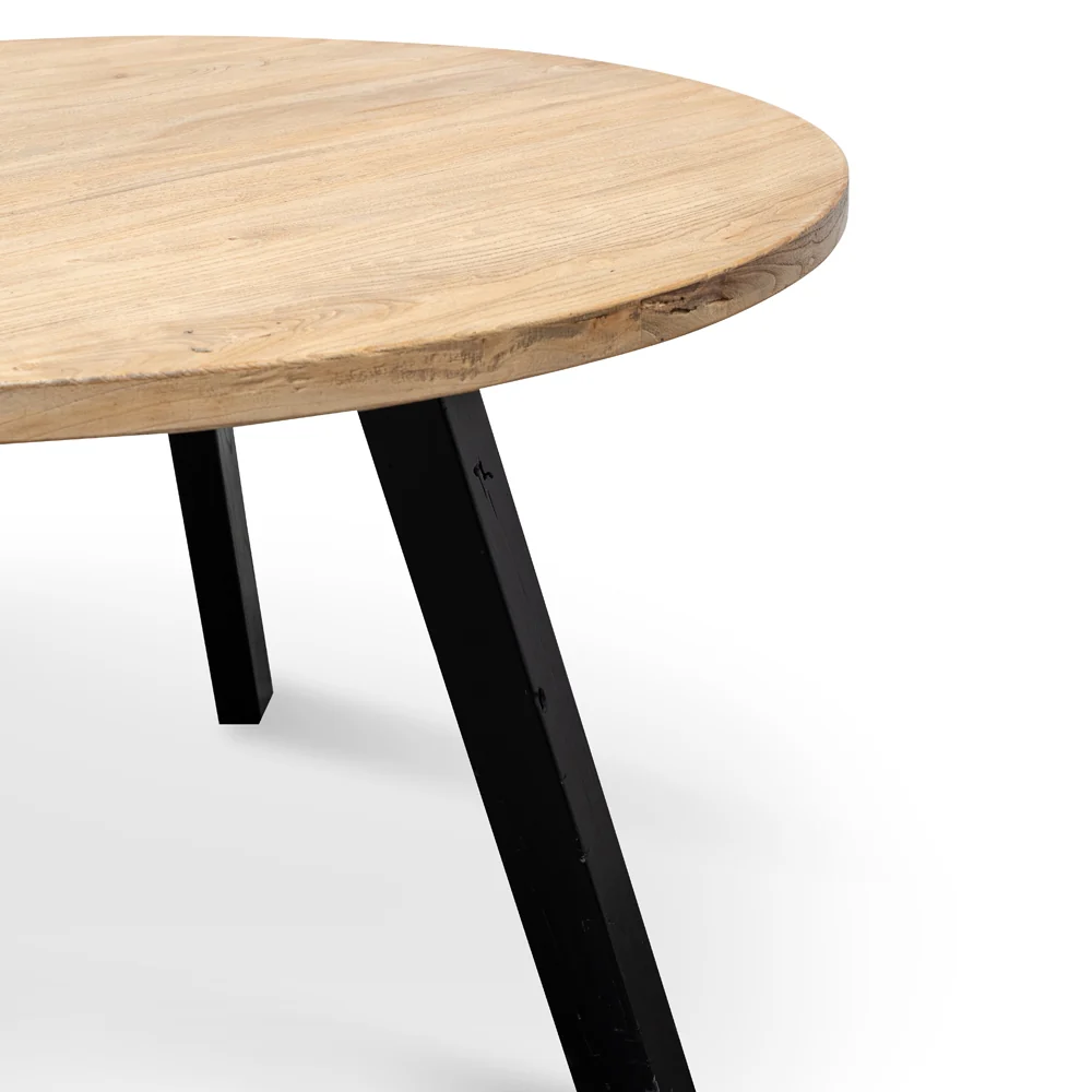 CDT2407 Reclaimed 1.25m Round Dining Table - Black Legs - Image 4