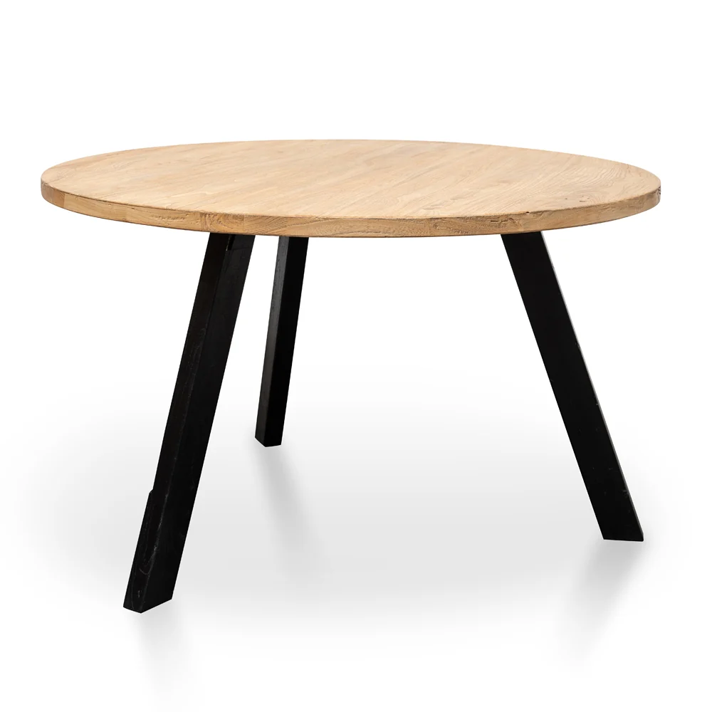 CDT2407 Reclaimed 1.25m Round Dining Table - Black Legs - Image 5