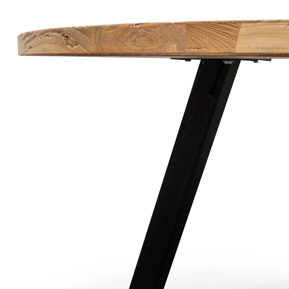 CDT2407 Reclaimed 1.25m Round Dining Table - Black Legs - Image 6