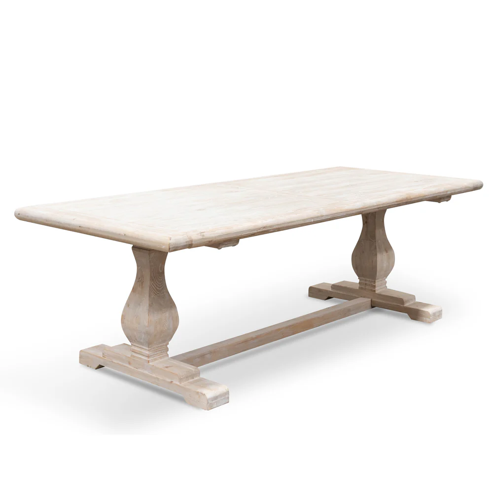 CDT2482 Dining Table 2.4m - Rustic White Washed - Image 3
