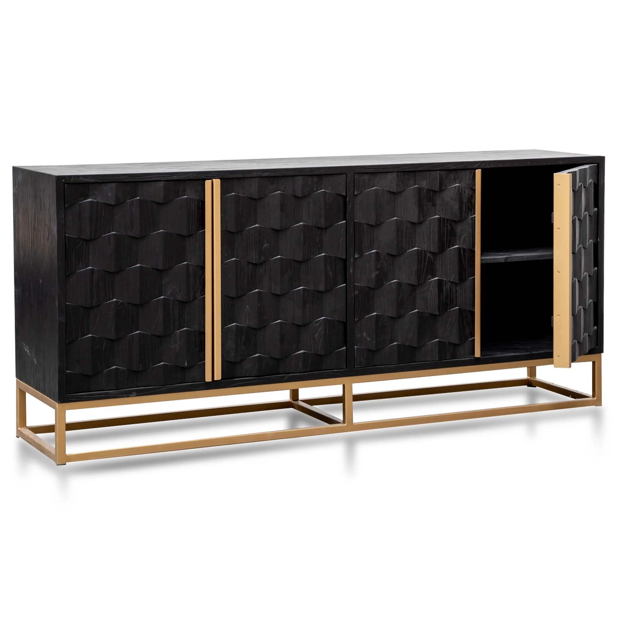 CDT2922-NI 1.78m Sideboard - Black Wood with Gold Handle - Image 5