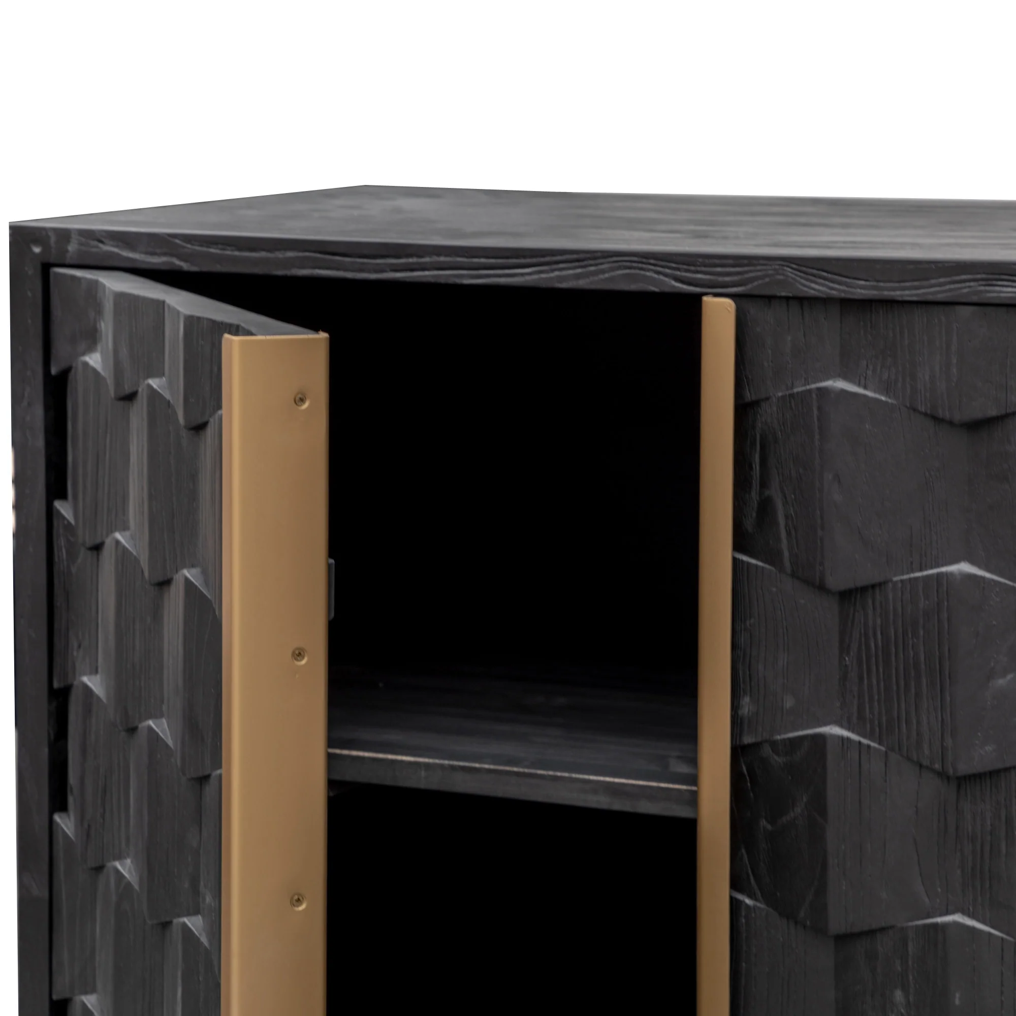 CDT2922-NI 1.78m Sideboard - Black Wood with Gold Handle - Image 6