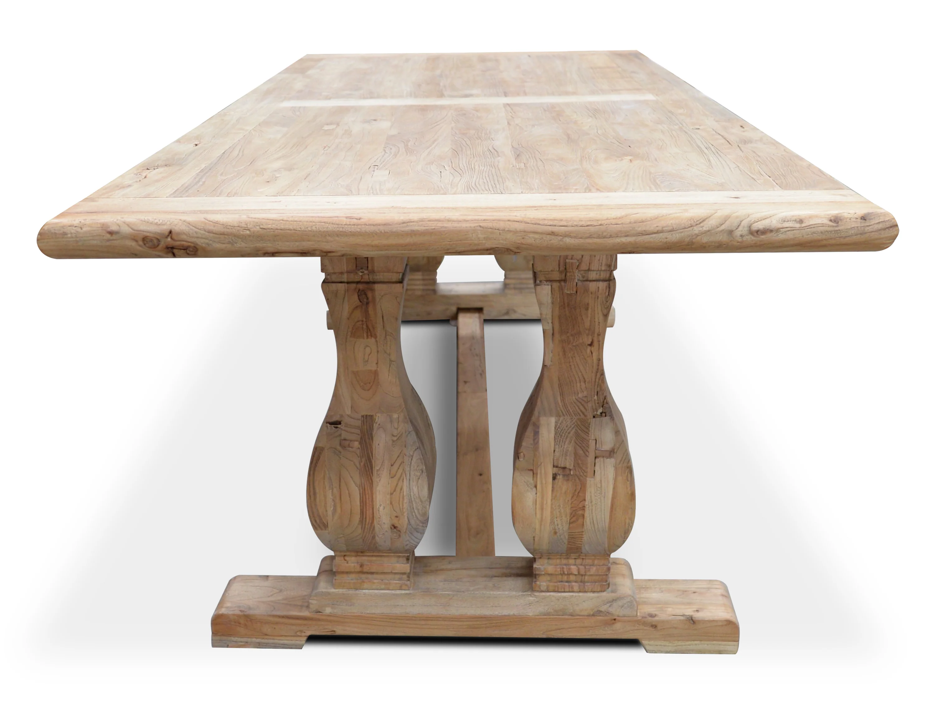 CDT561 Elm Wood Dining Table 3m - Rustic Natural - Image 4