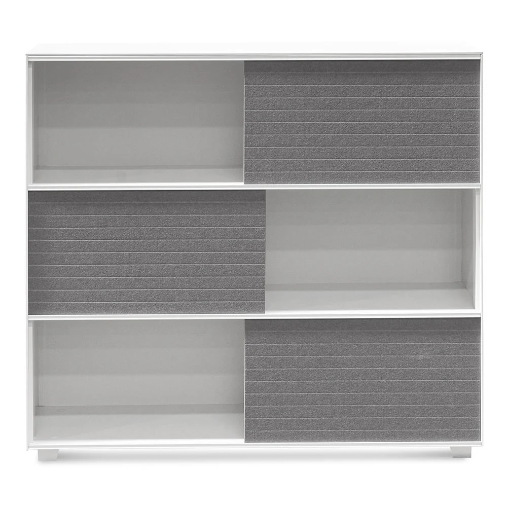 CDT6169-SN Inter-layered White Storage Cabinet - Grey Doors - Image 3