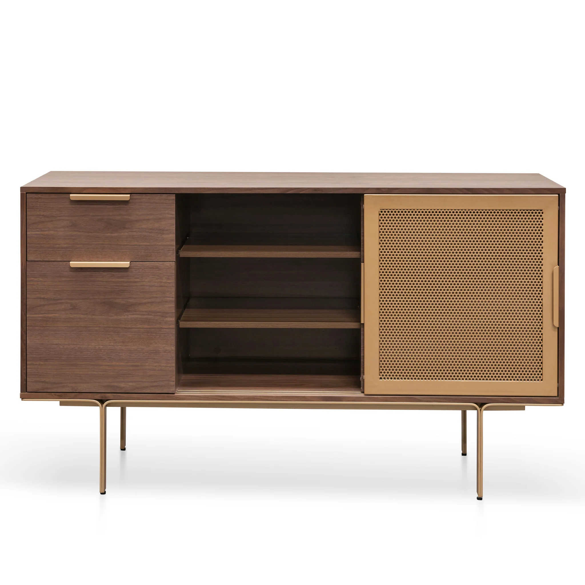 CDT6224-IG 1.45m Walnut Buffet Unit - Brass - Image 3