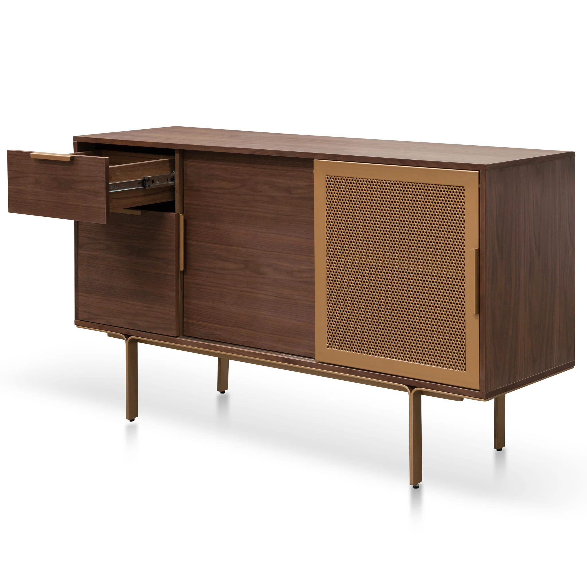 CDT6224-IG 1.45m Walnut Buffet Unit - Brass - Image 4