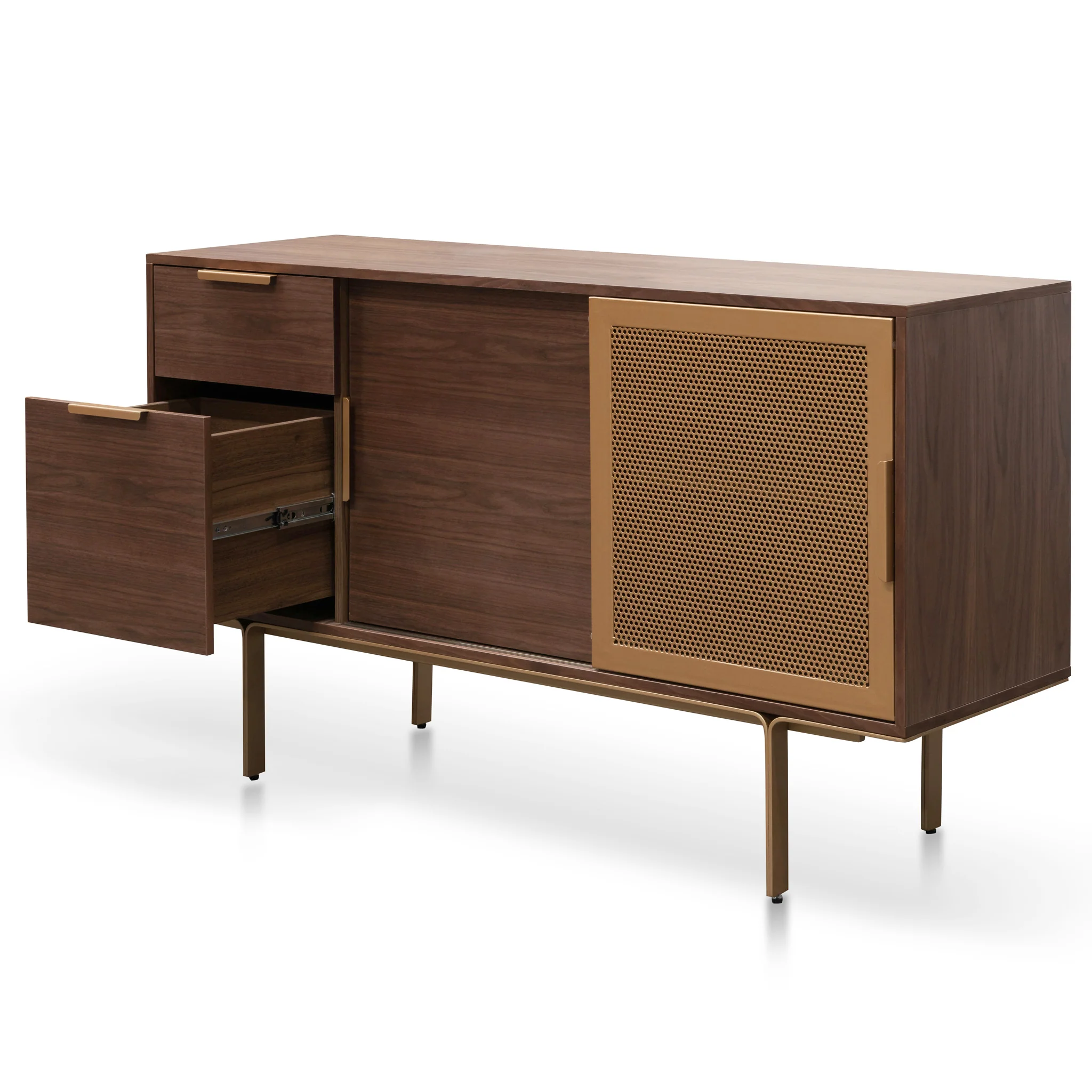 CDT6224-IG 1.45m Walnut Buffet Unit - Brass - Image 5