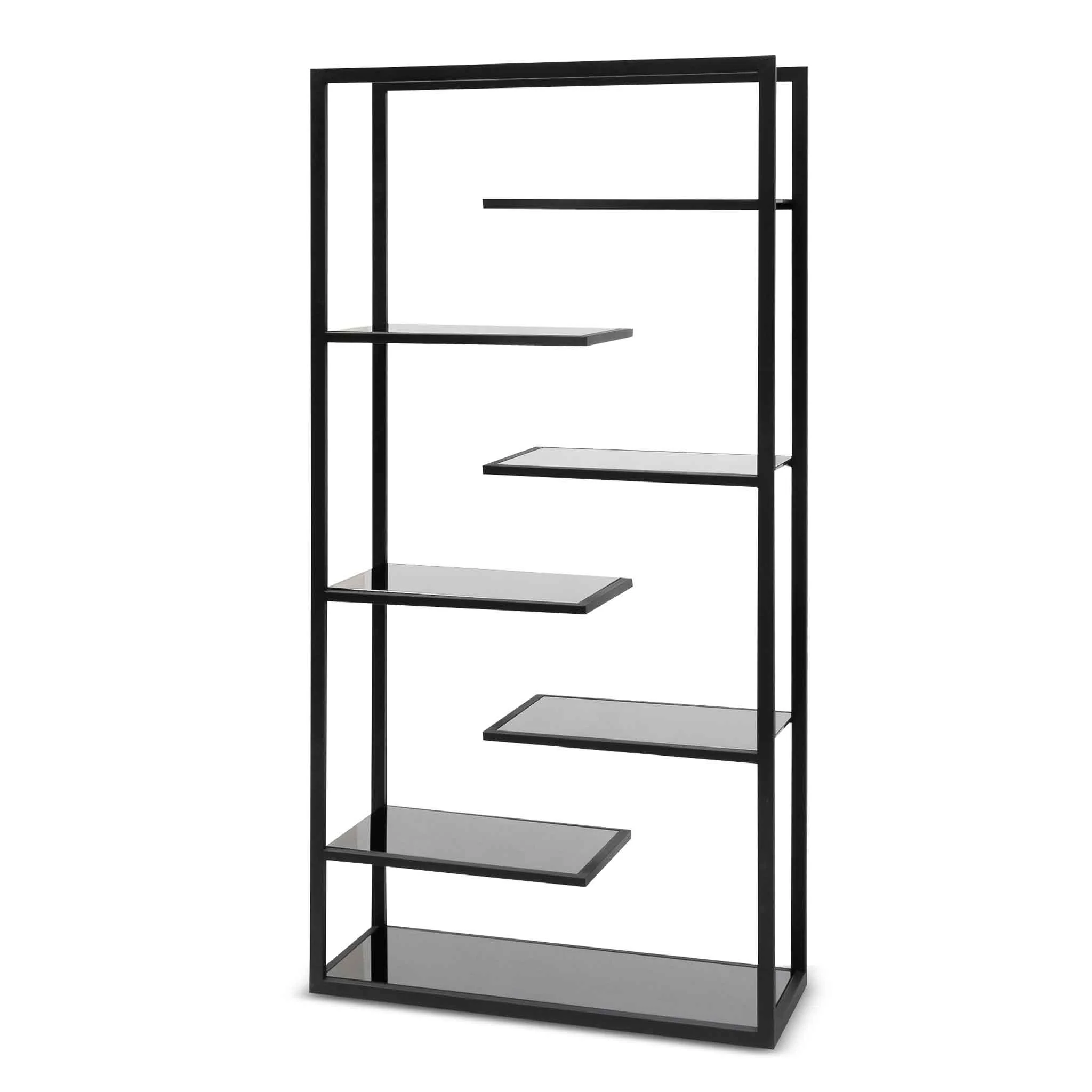 CDT6394-KS 1.8m(H) Black Glass Shelving Unit - Black Frame - Image 3