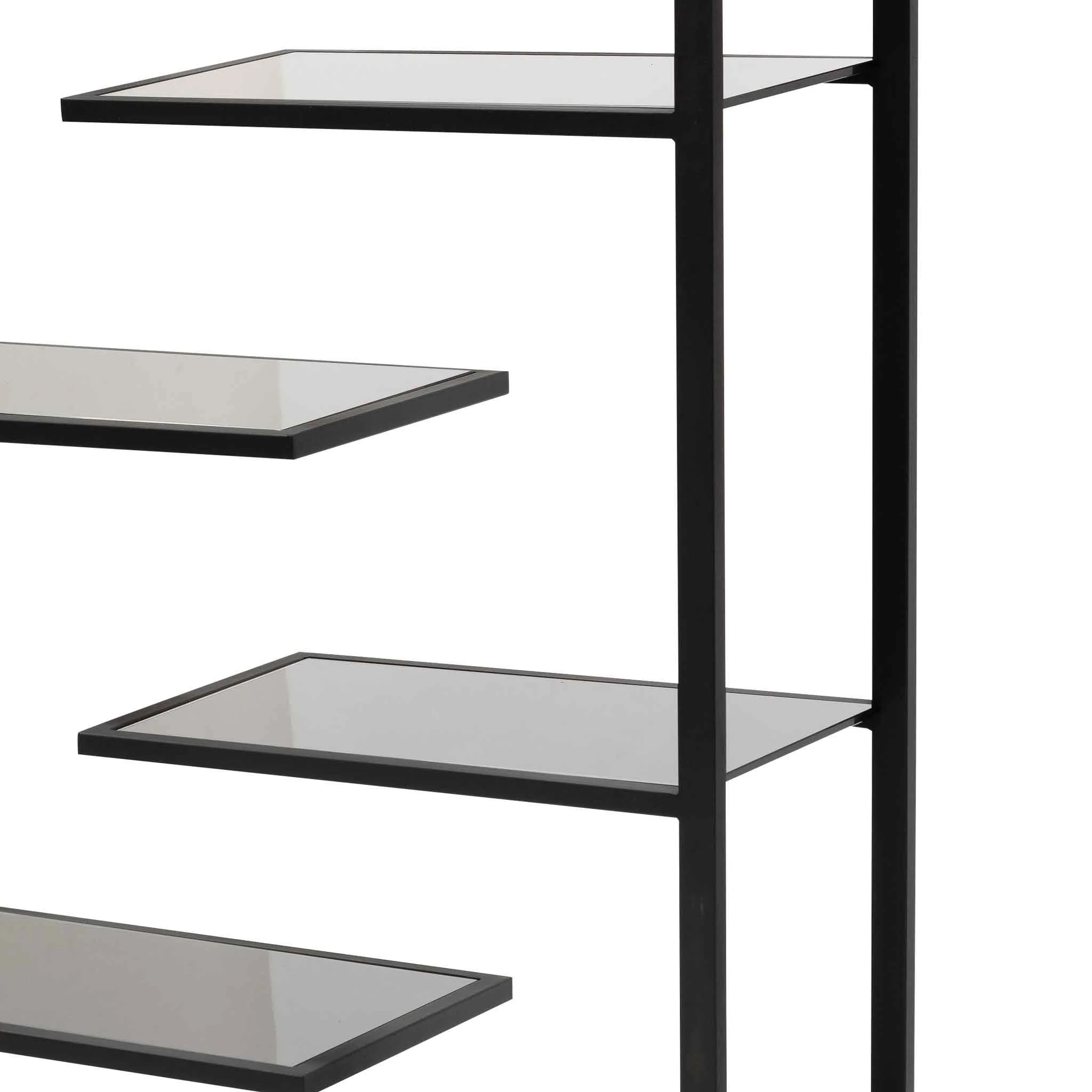 CDT6394-KS 1.8m(H) Black Glass Shelving Unit - Black Frame - Image 5