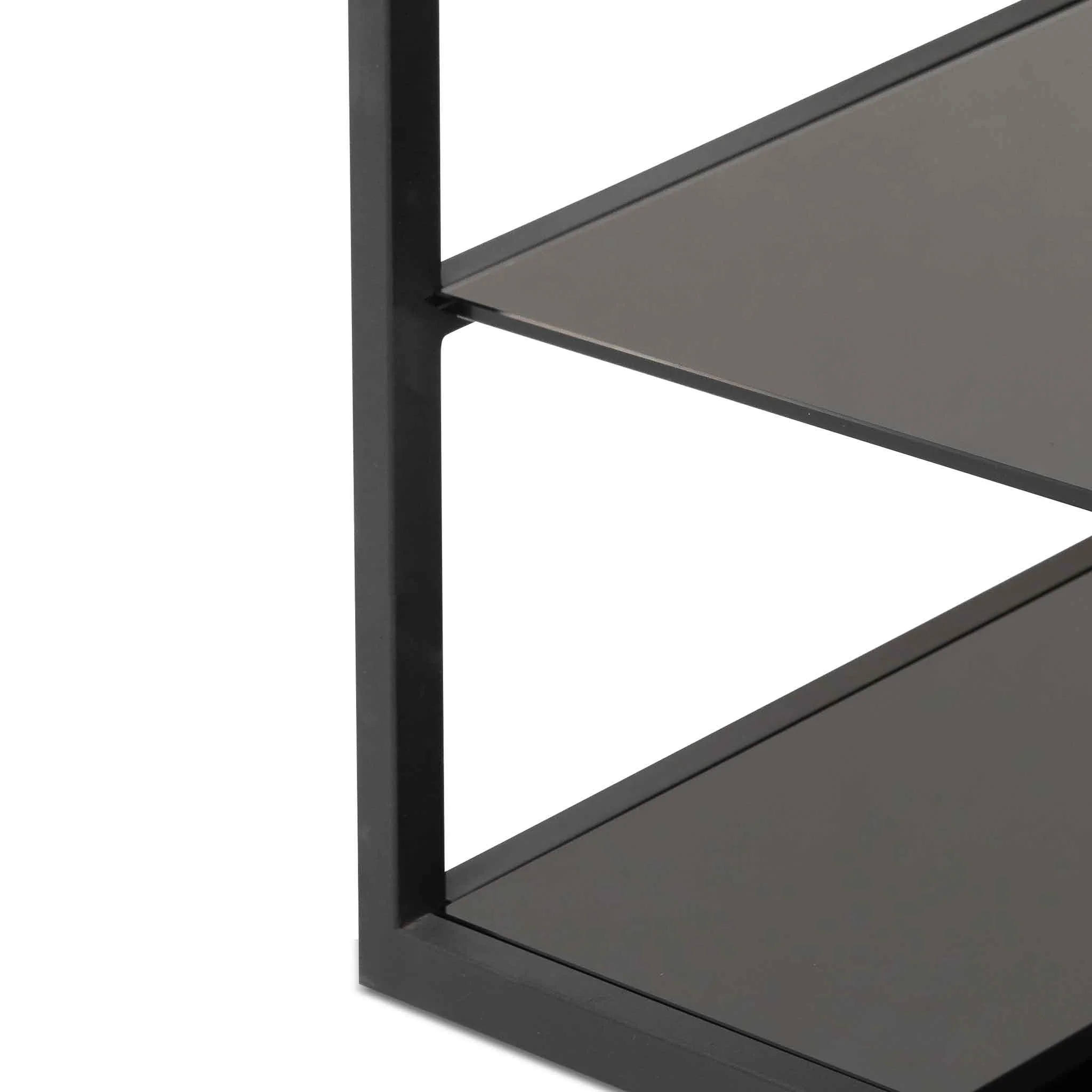 CDT6394-KS 1.8m(H) Black Glass Shelving Unit - Black Frame - Image 6