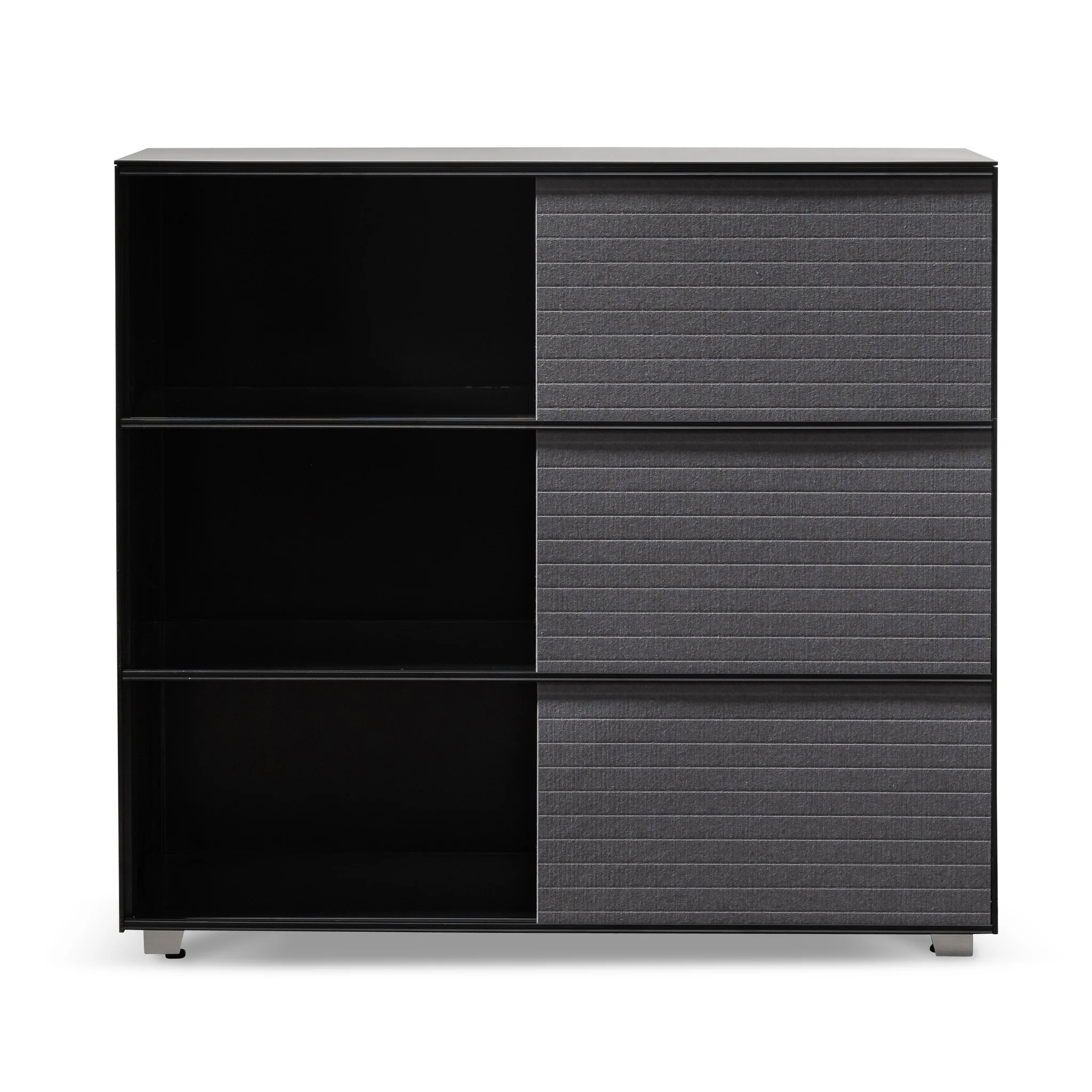 CDT6548-SN Inter-layered Black Storage Cabinet - Grey Doors - Image 3