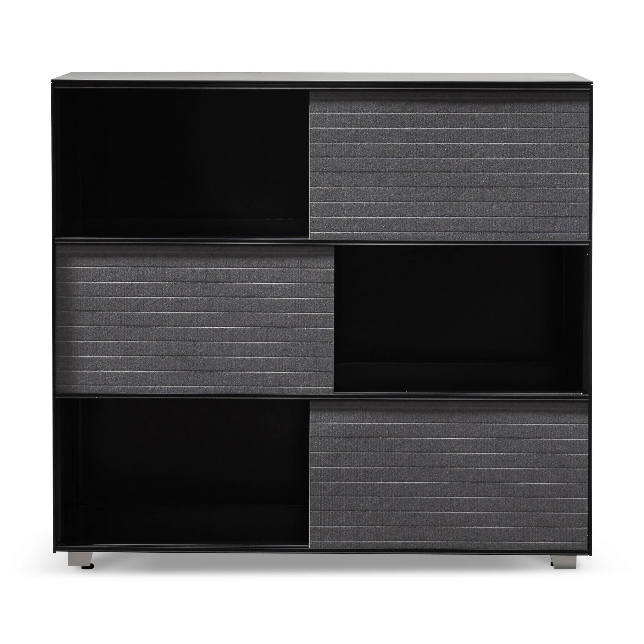 CDT6548-SN Inter-layered Black Storage Cabinet - Grey Doors - Image 4