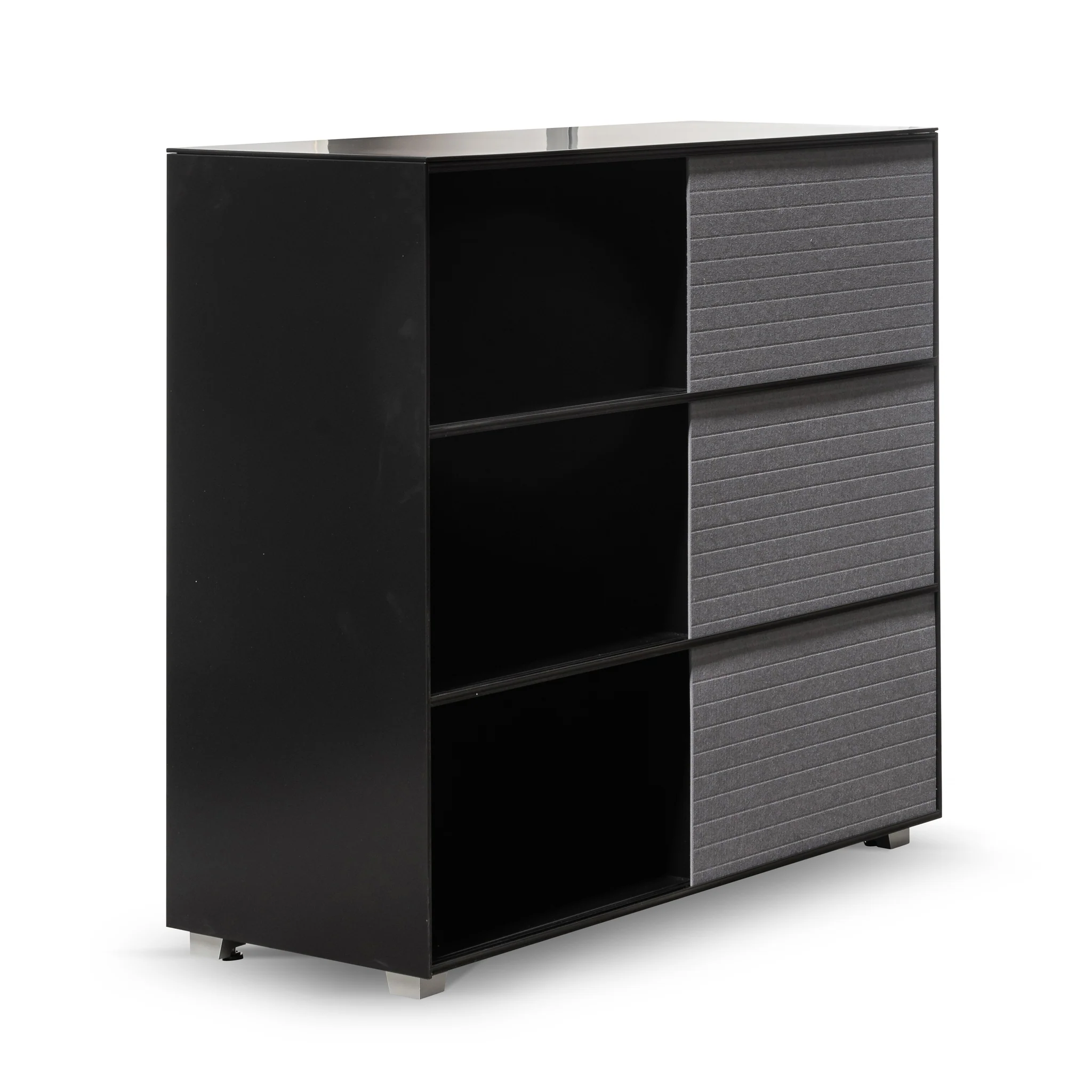 CDT6548-SN Inter-layered Black Storage Cabinet - Grey Doors - Image 9