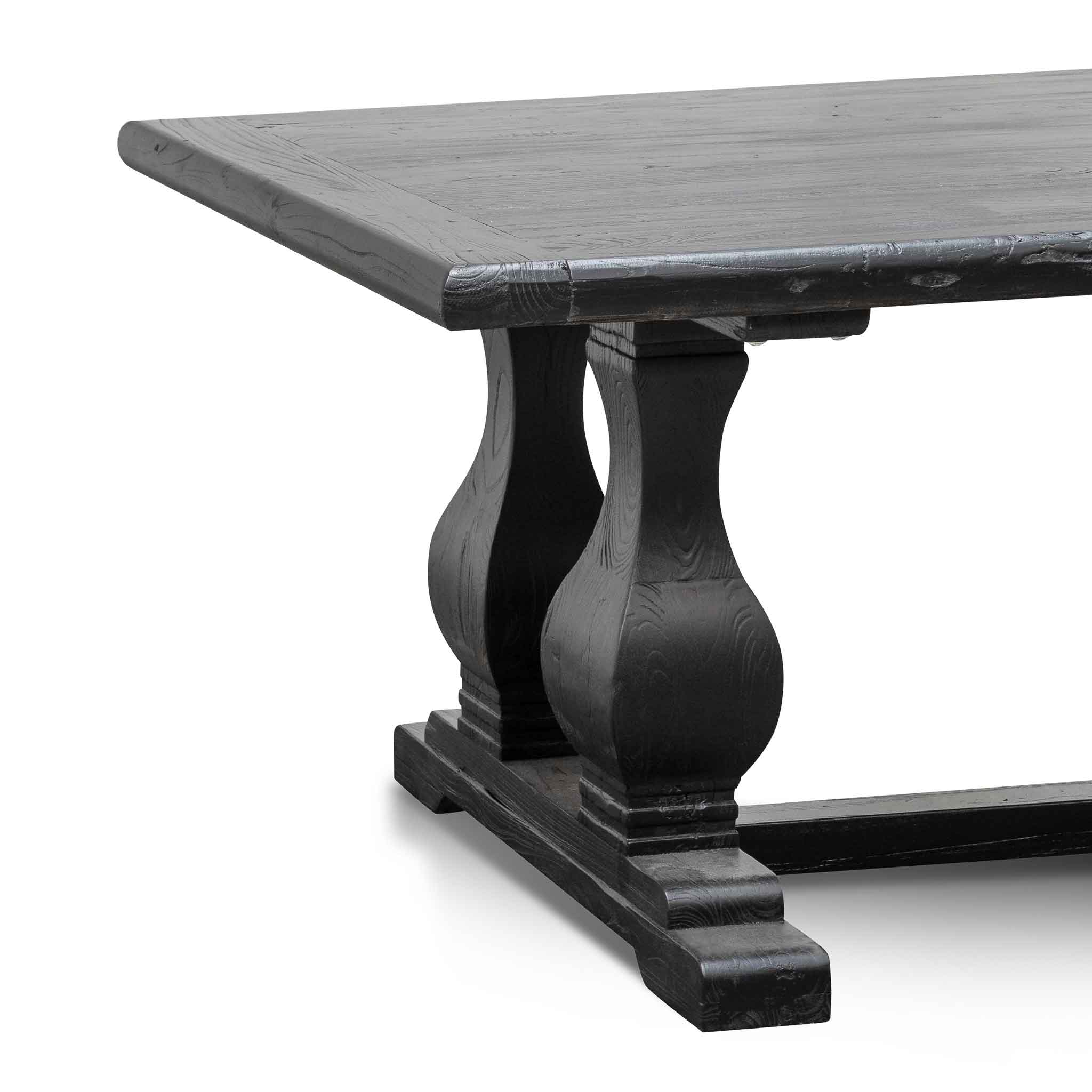 CDT6616 Elm Wood Dining Table 2.4m - Full Black - Image 2