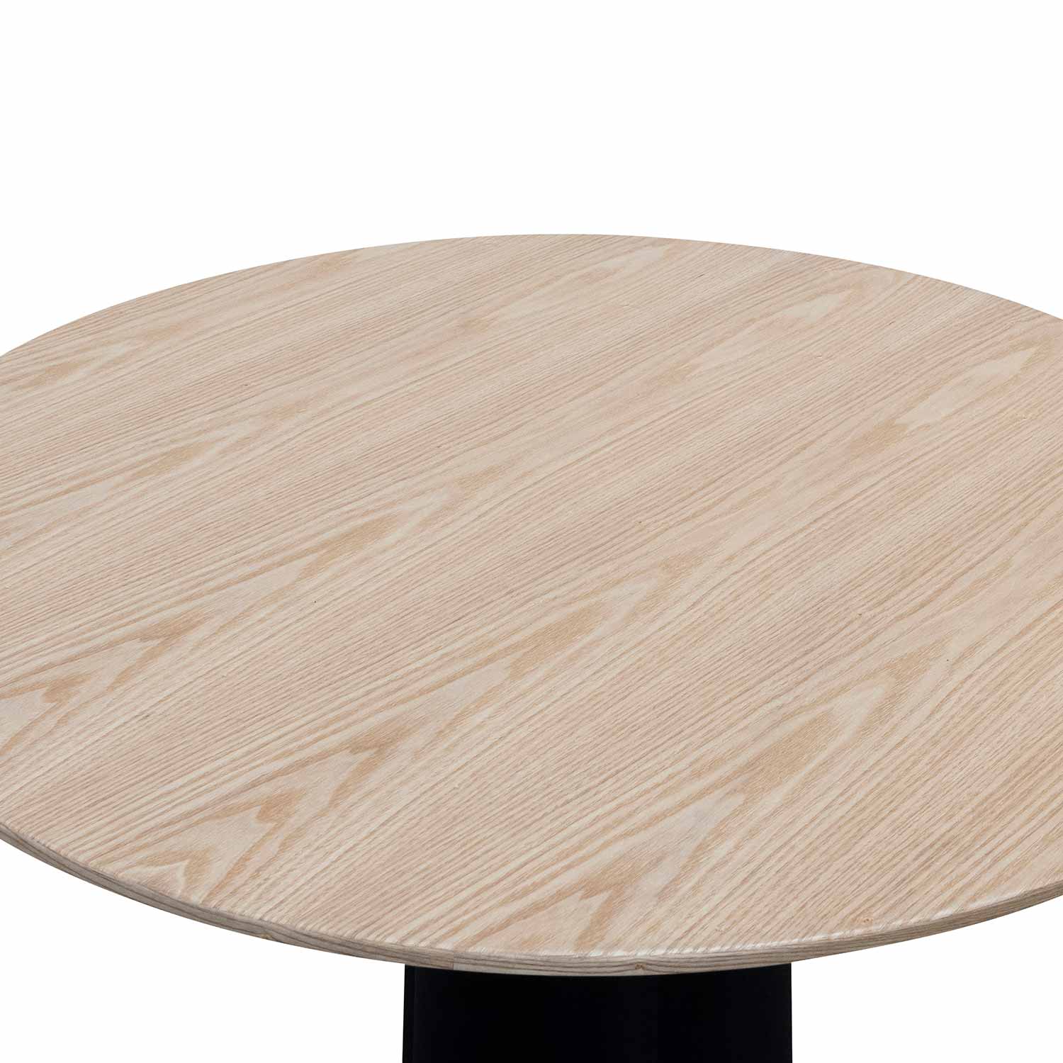 CDT6667-SD Round Wooden Dining Table - Natural Top and Black Base - Image 4