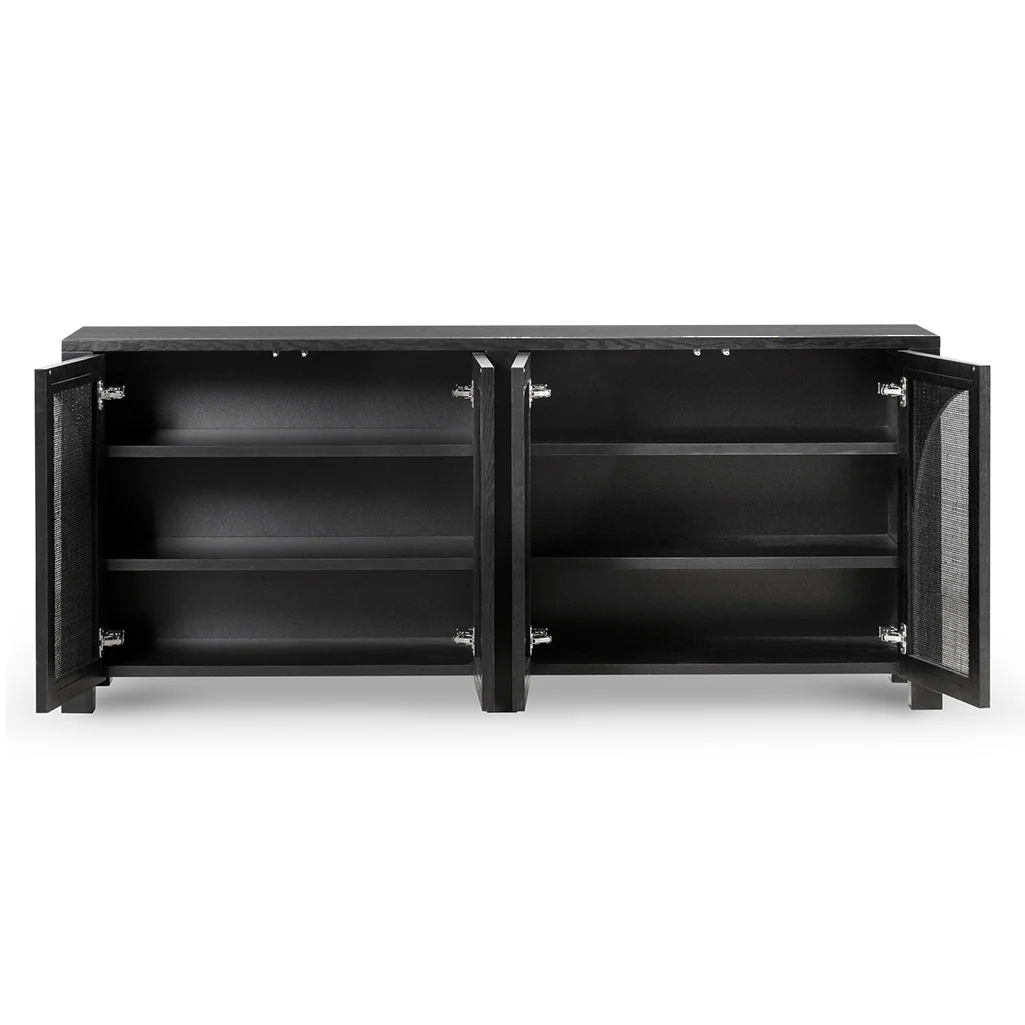 CDT6778-CN 1.95m Black Oak Sideboard Unit - Rattan - Image 3