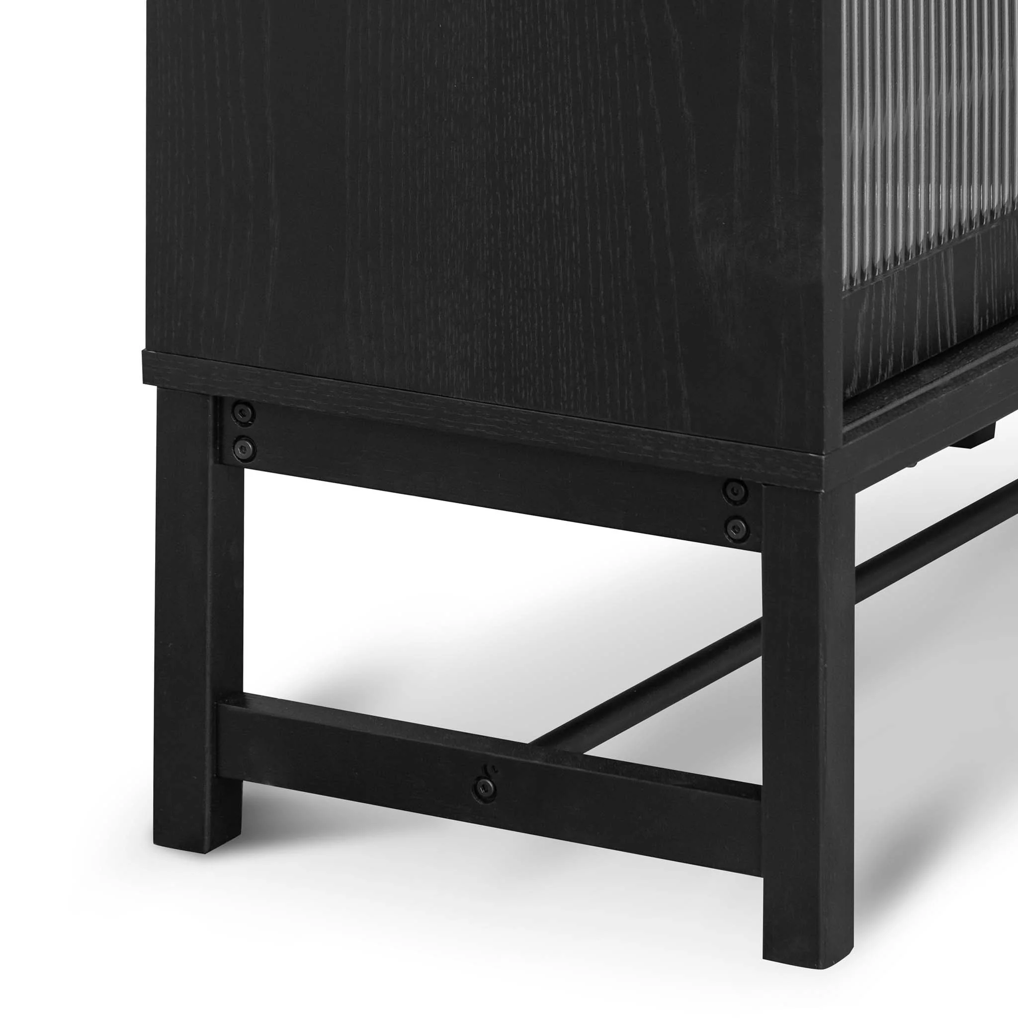 CDT6908-KD Black Bar Cabinet - Flute Glass Doors - Image 6