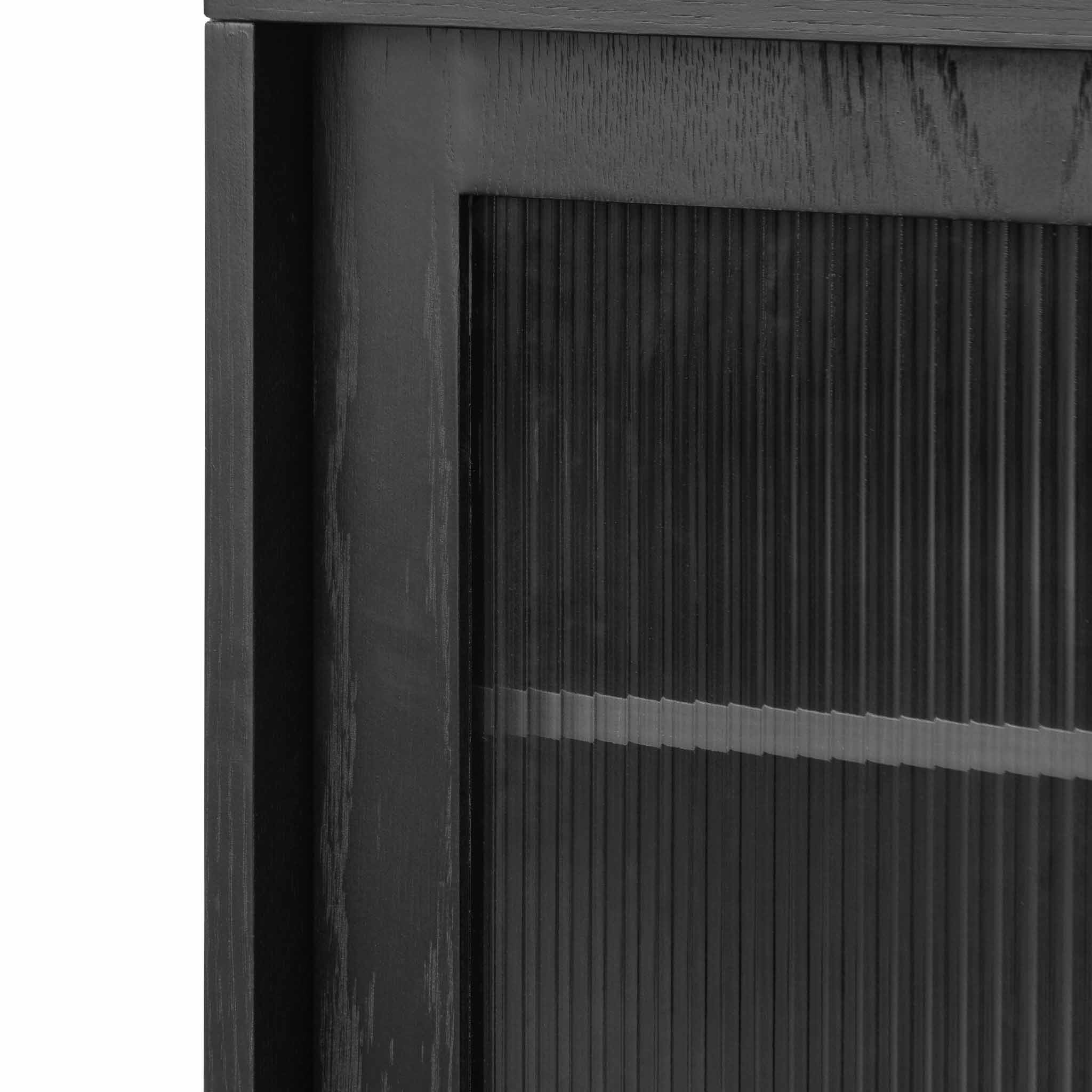 CDT6908-KD Black Bar Cabinet - Flute Glass Doors - Image 7