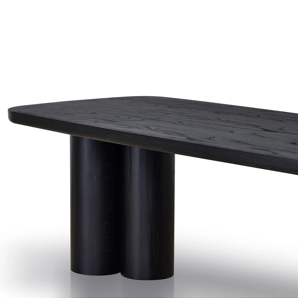 CDT8414-NI 2.4m Elm Dining Table - Full Black - Image 4