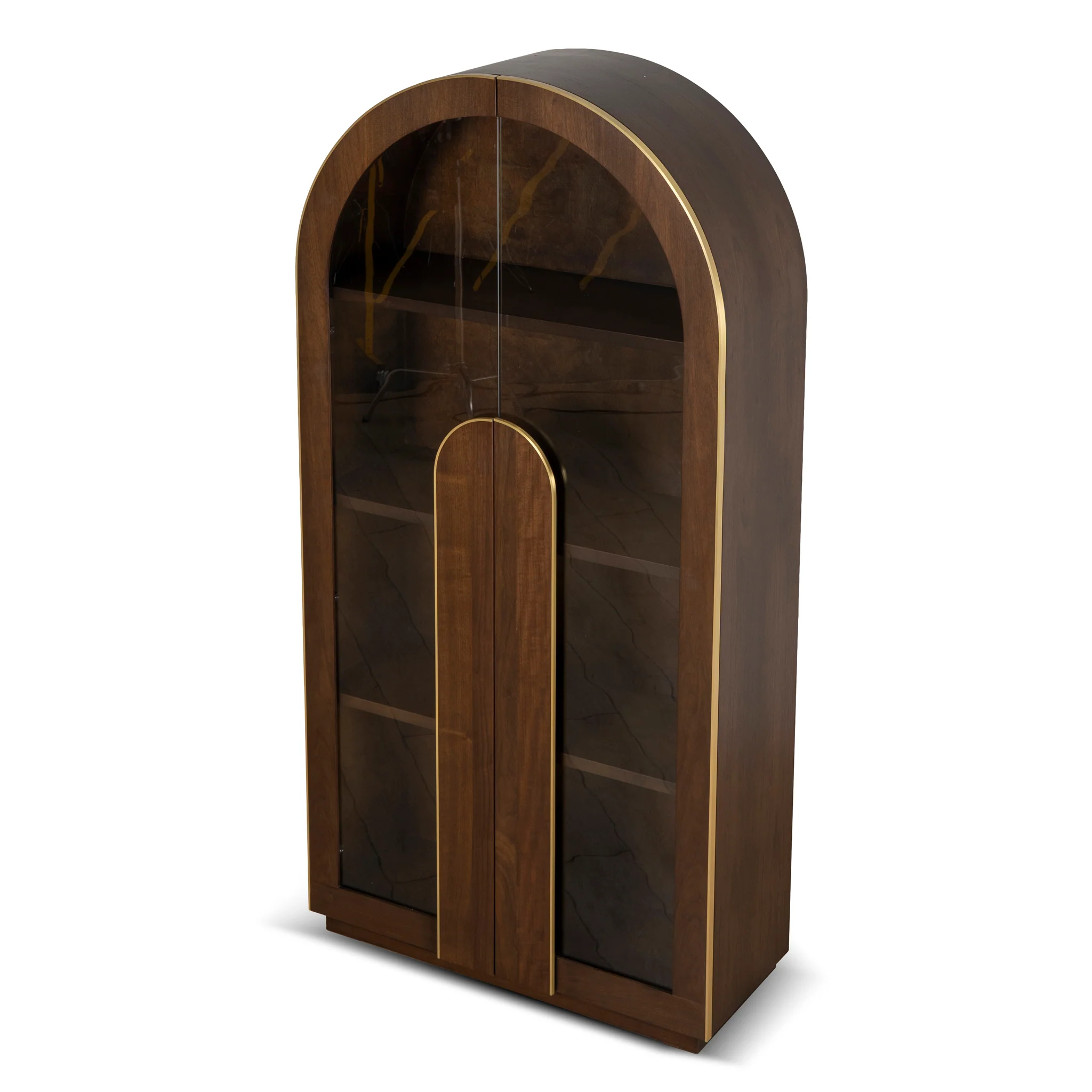 CDT8529-VA 2m (H) Glass Cabinet - Walnut - Image 3