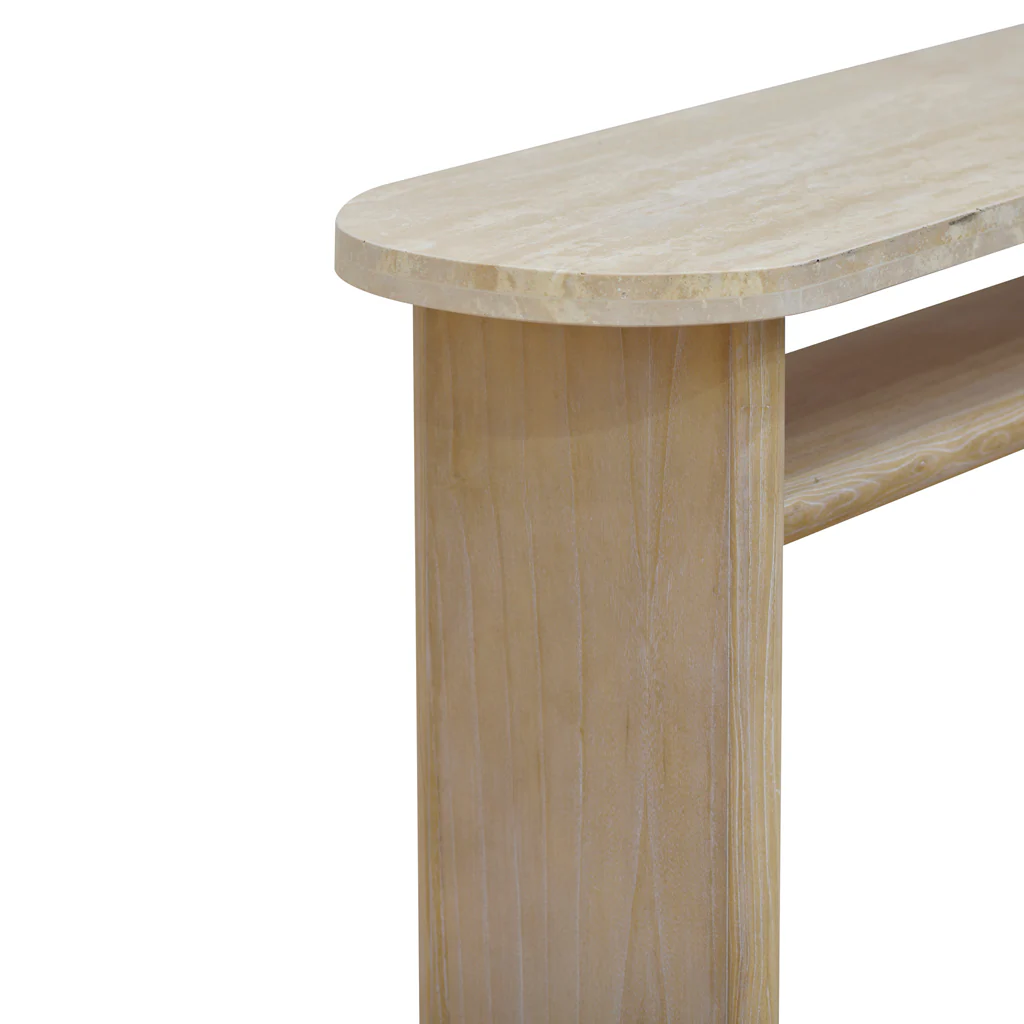 CDT8667-NI Travertine Marble 1.22m Console Table - White Wash - Image 14