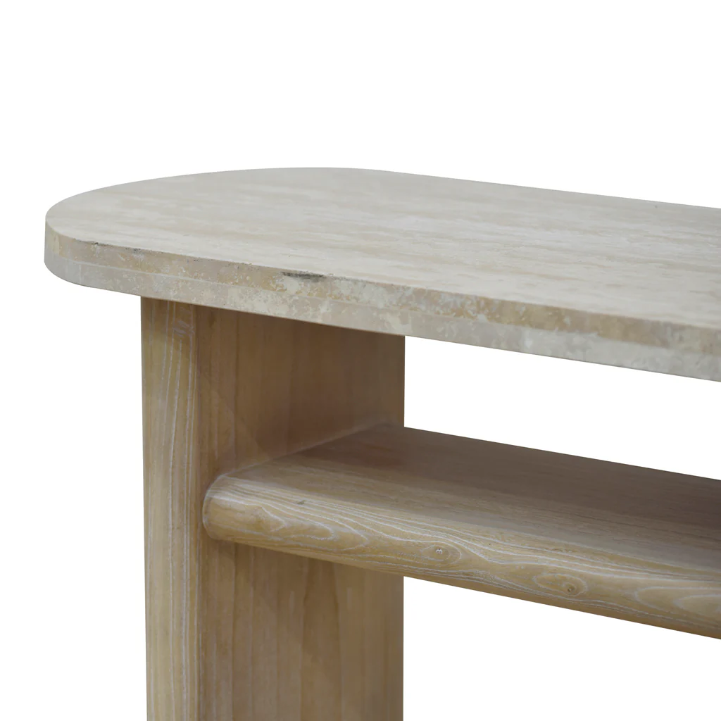 CDT8667-NI Travertine Marble 1.22m Console Table - White Wash - Image 15