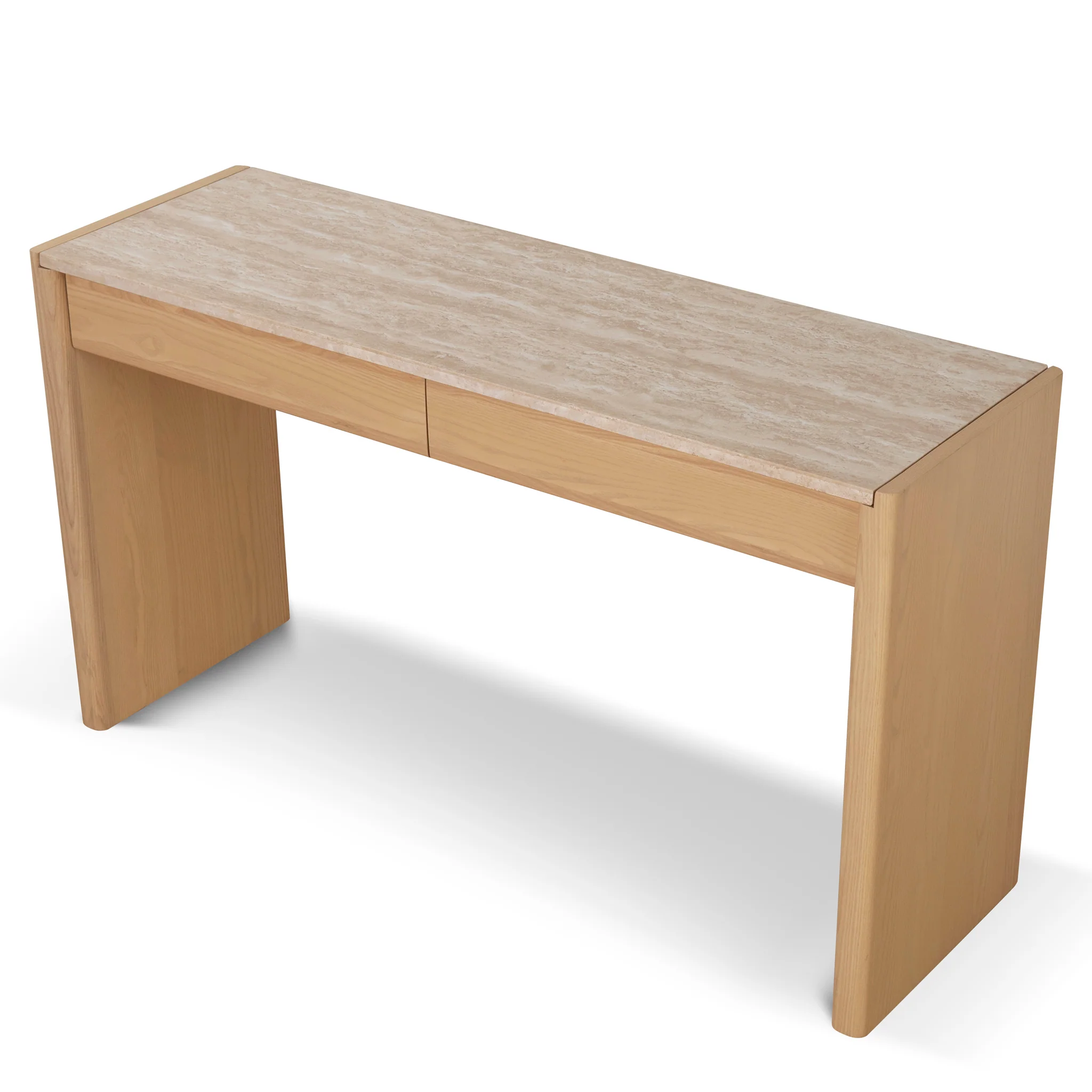 CDT8738-KK 1.4m Travertine Top Console Table - Creme Ash - Image 5