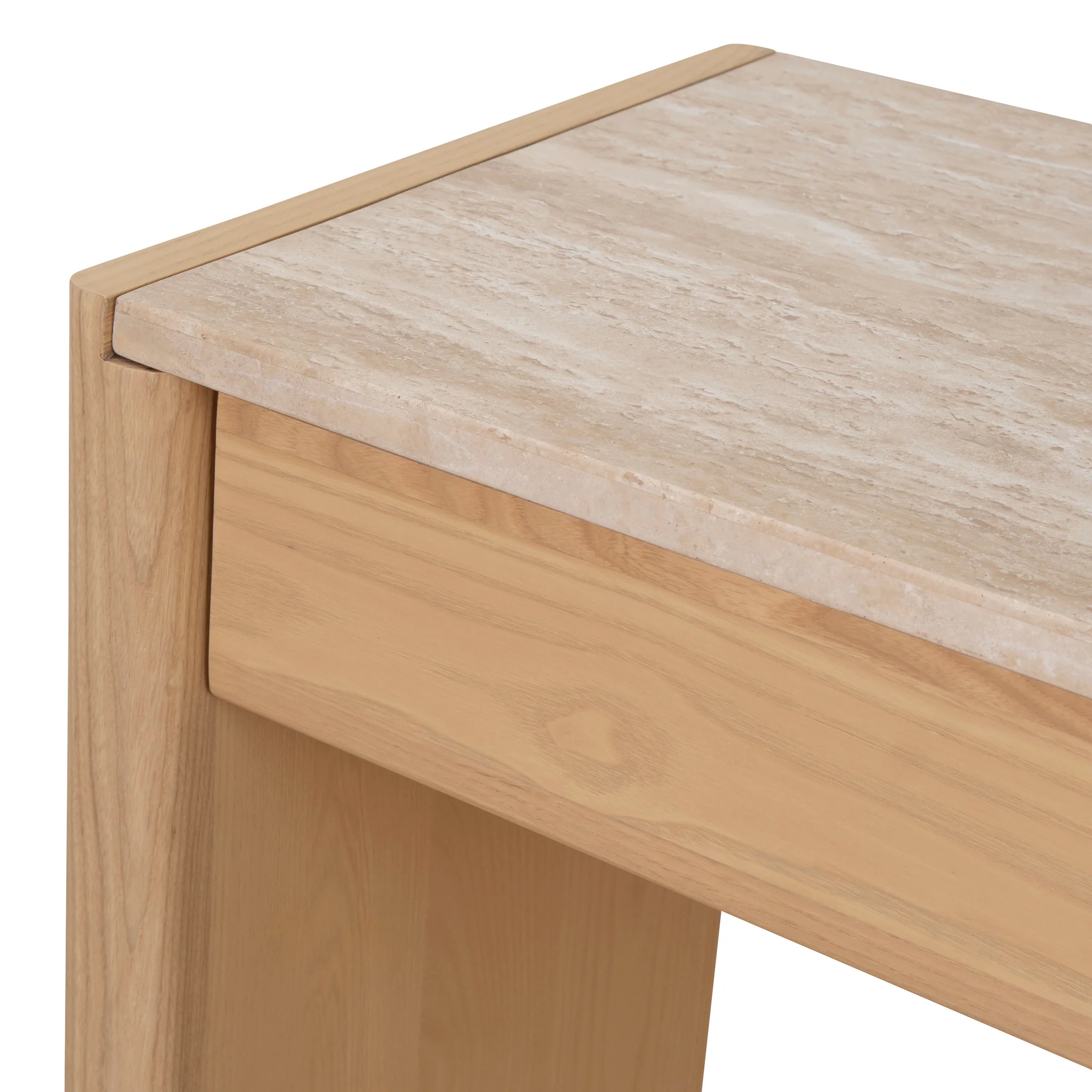 CDT8738-KK 1.4m Travertine Top Console Table - Creme Ash - Image 6