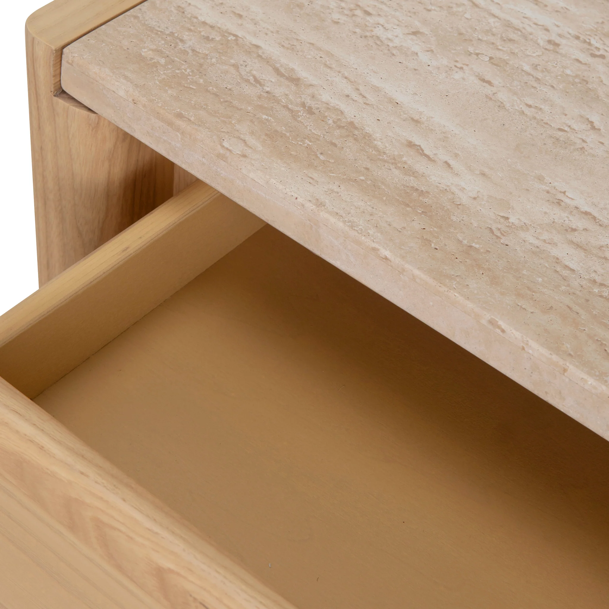 CDT8738-KK 1.4m Travertine Top Console Table - Creme Ash - Image 8