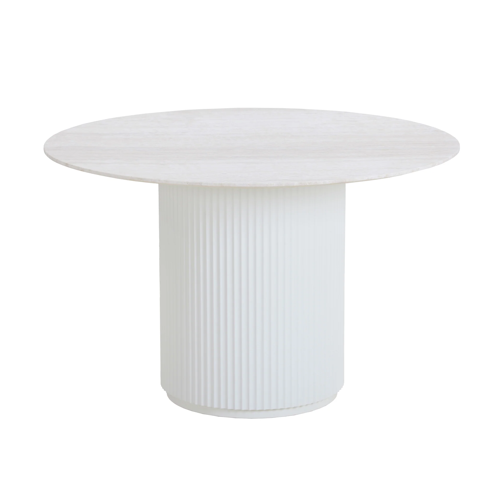 CDT8945-DW 1.2m Round Travertine Dining Table - White - Image 3