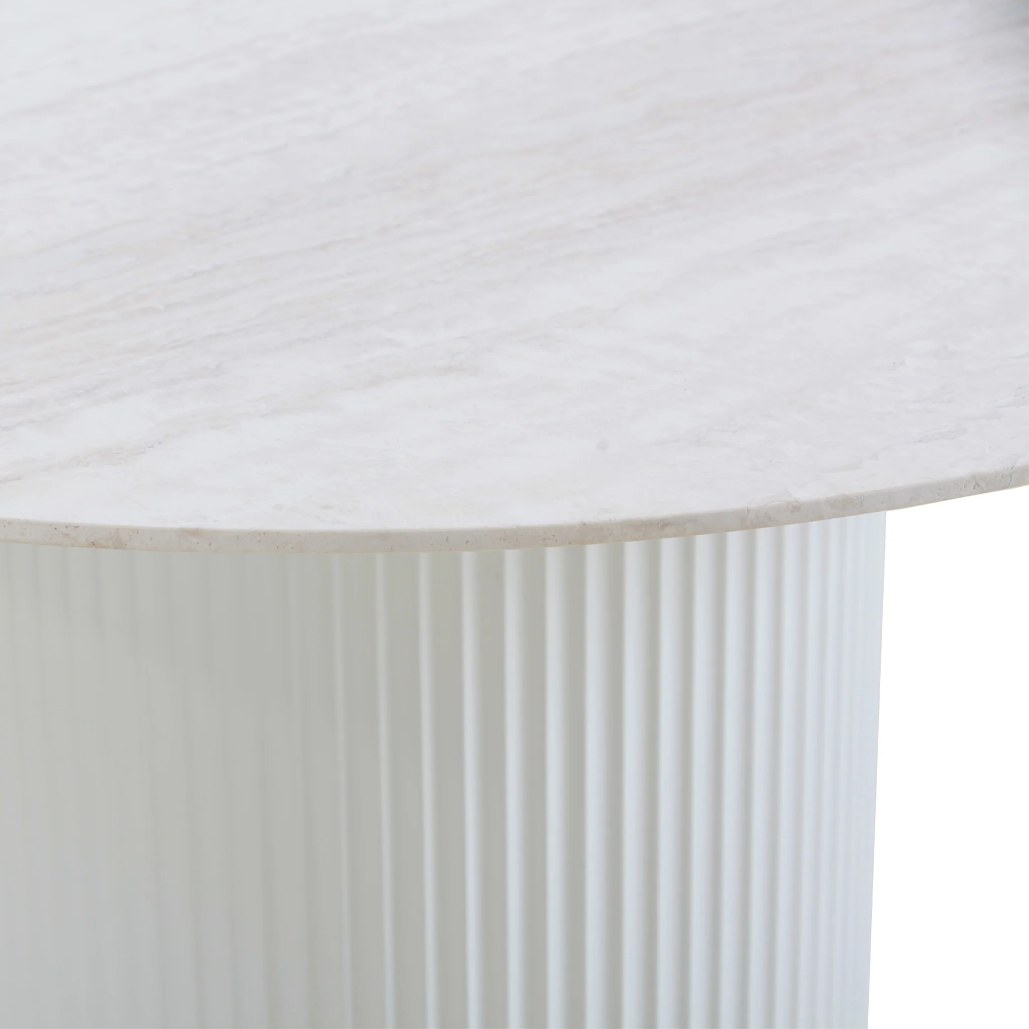 CDT8945-DW 1.2m Round Travertine Dining Table - White - Image 4