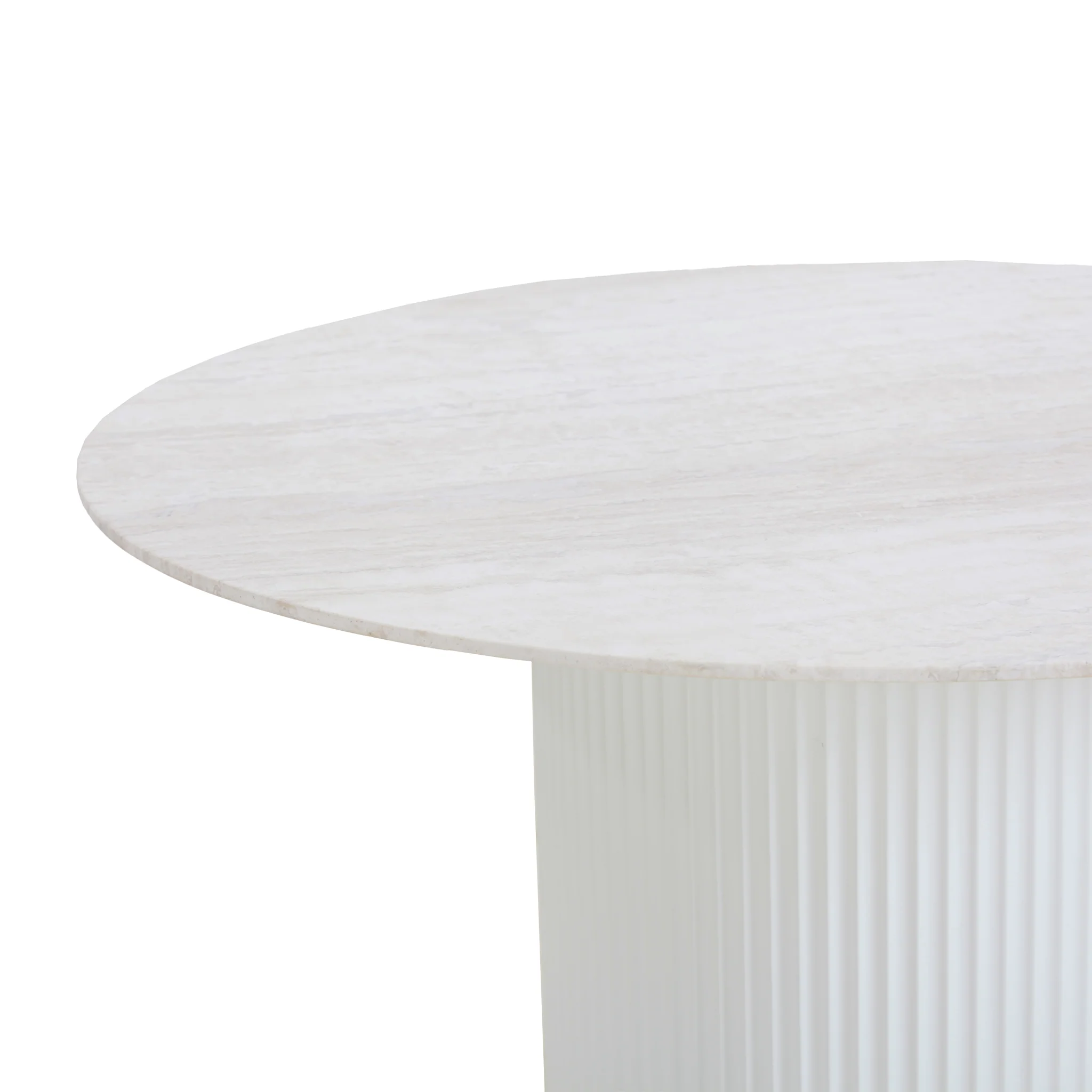 CDT8945-DW 1.2m Round Travertine Dining Table - White - Image 5