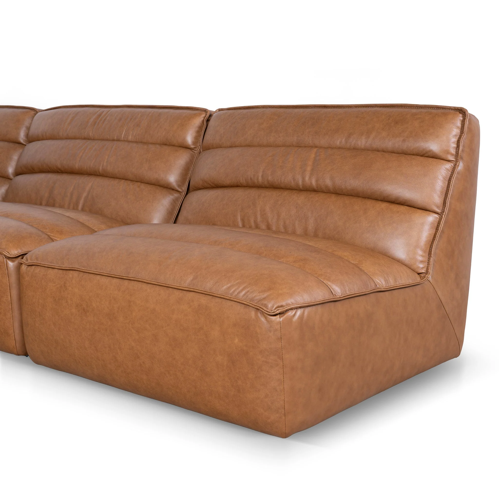 CLC10479-KSO Modular Leather Corner Sofa - Amber Brown - Image 10