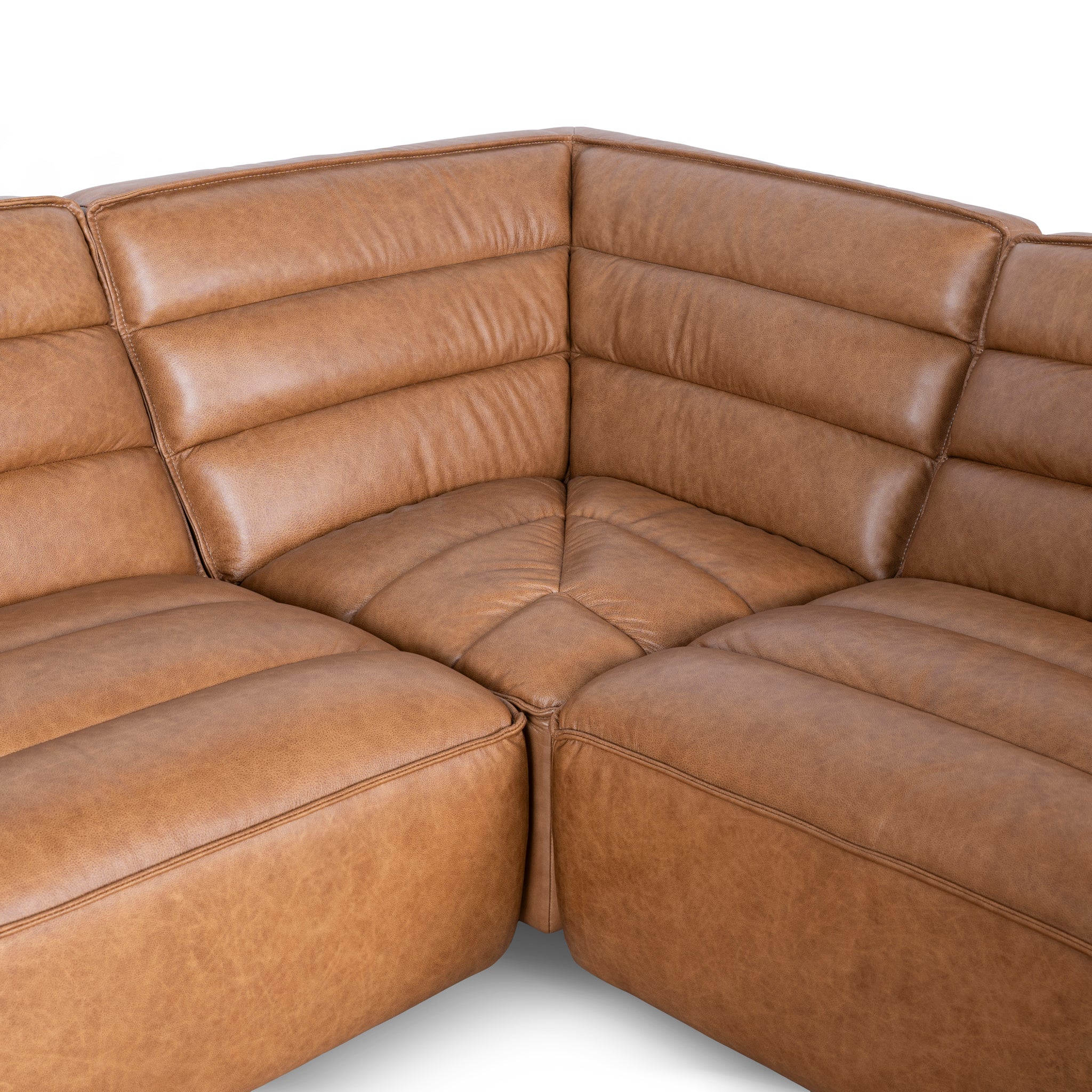 CLC10479-KSO Modular Leather Corner Sofa - Amber Brown - Image 11