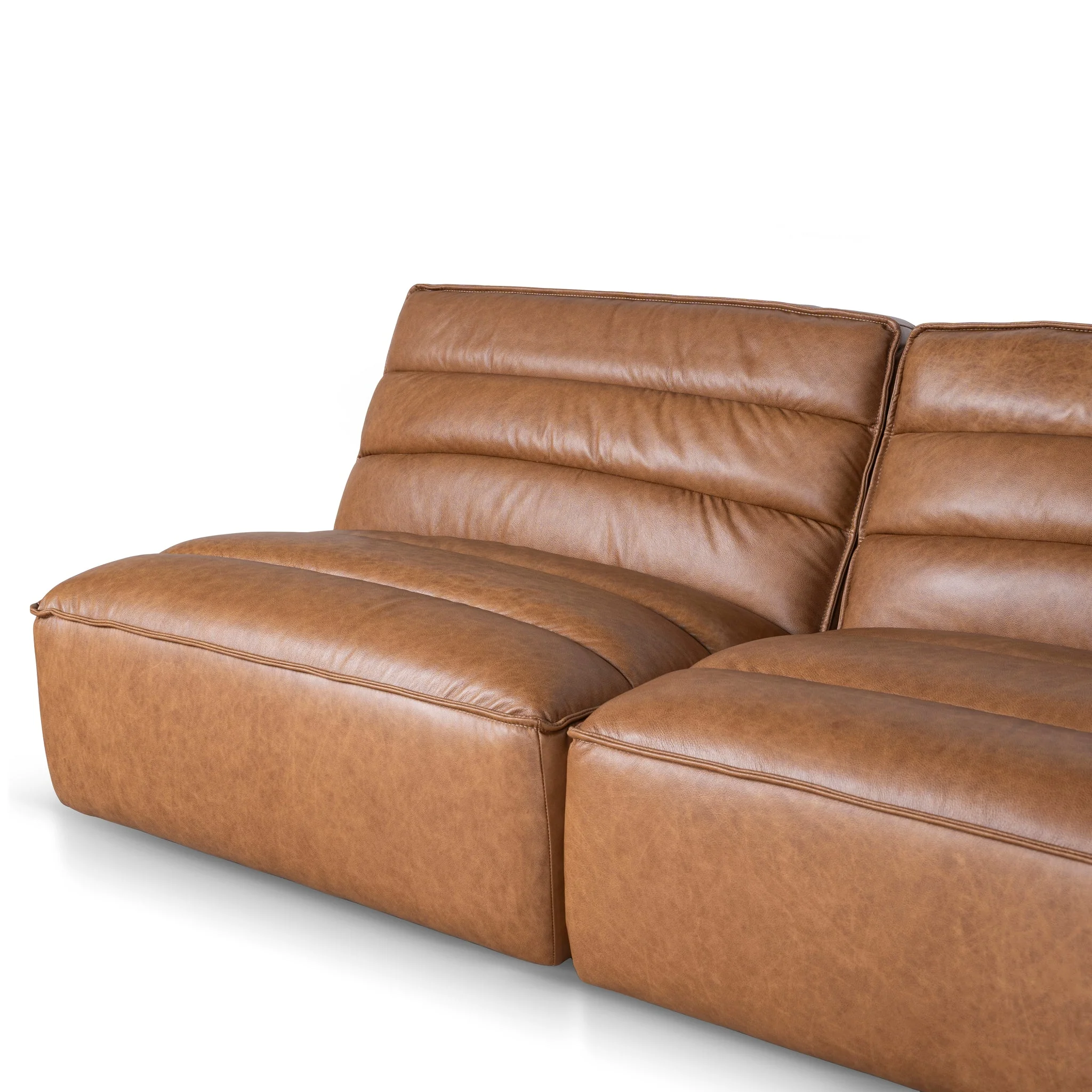 CLC10479-KSO Modular Leather Corner Sofa - Amber Brown - Image 12