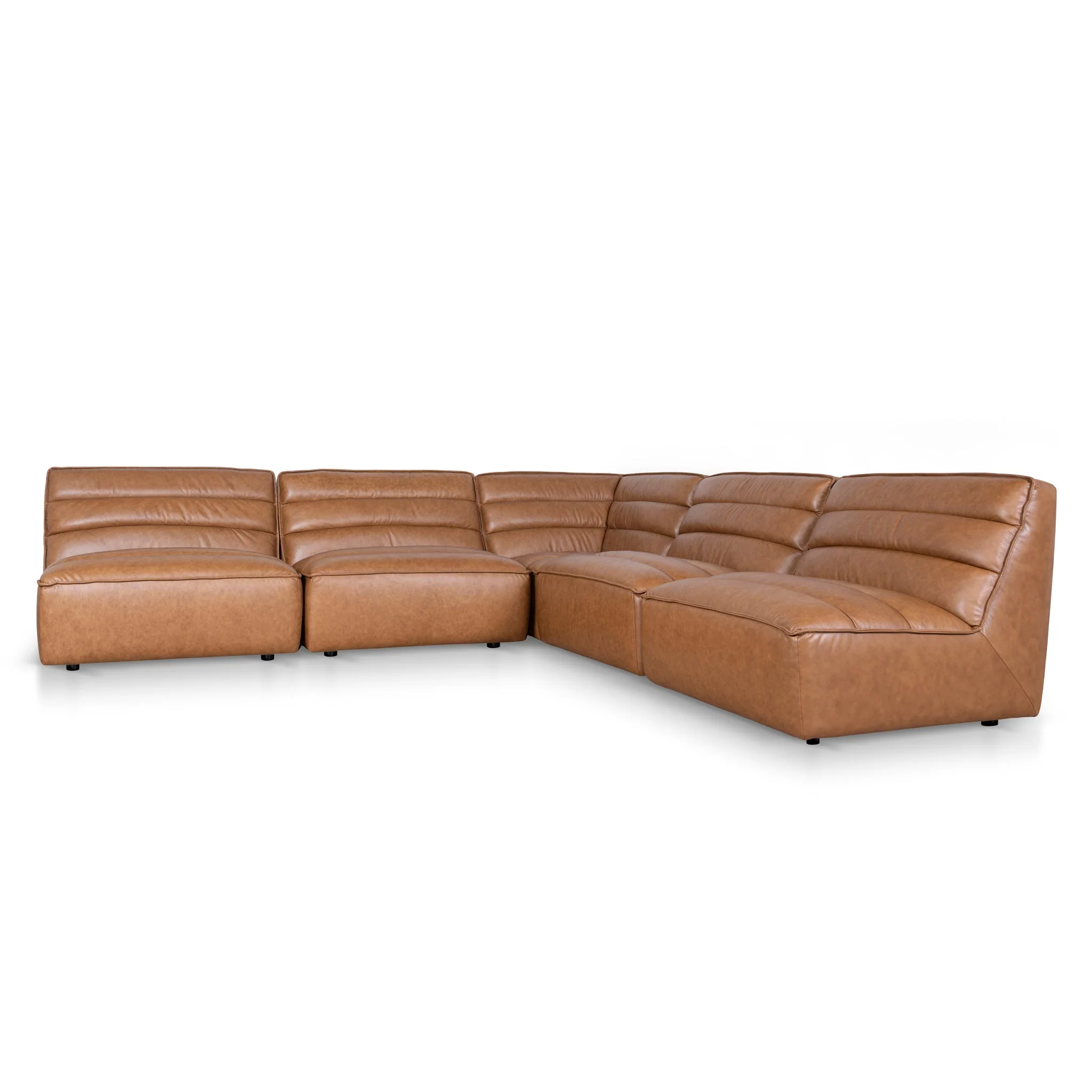CLC10479-KSO Modular Leather Corner Sofa - Amber Brown - Image 2