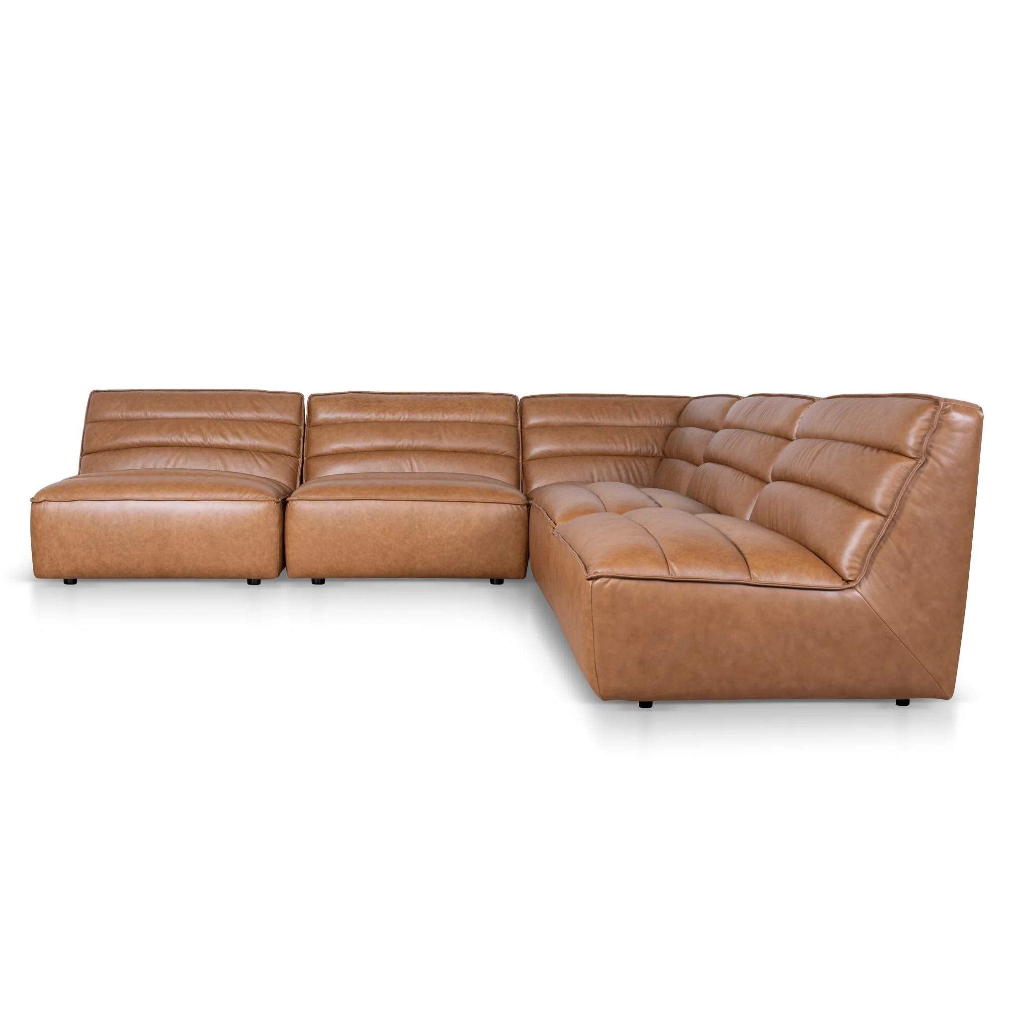 CLC10479-KSO Modular Leather Corner Sofa - Amber Brown - Image 3