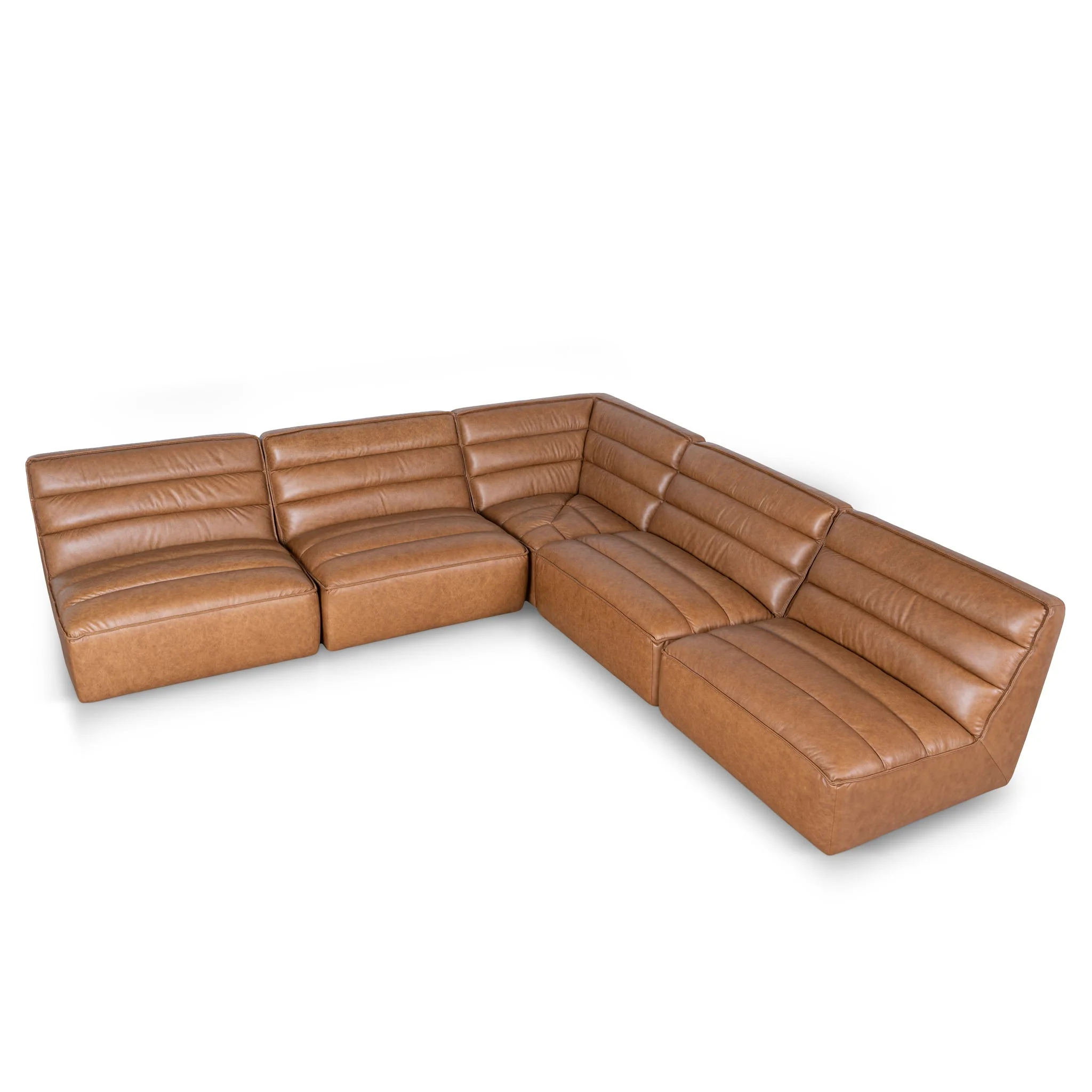CLC10479-KSO Modular Leather Corner Sofa - Amber Brown - Image 4