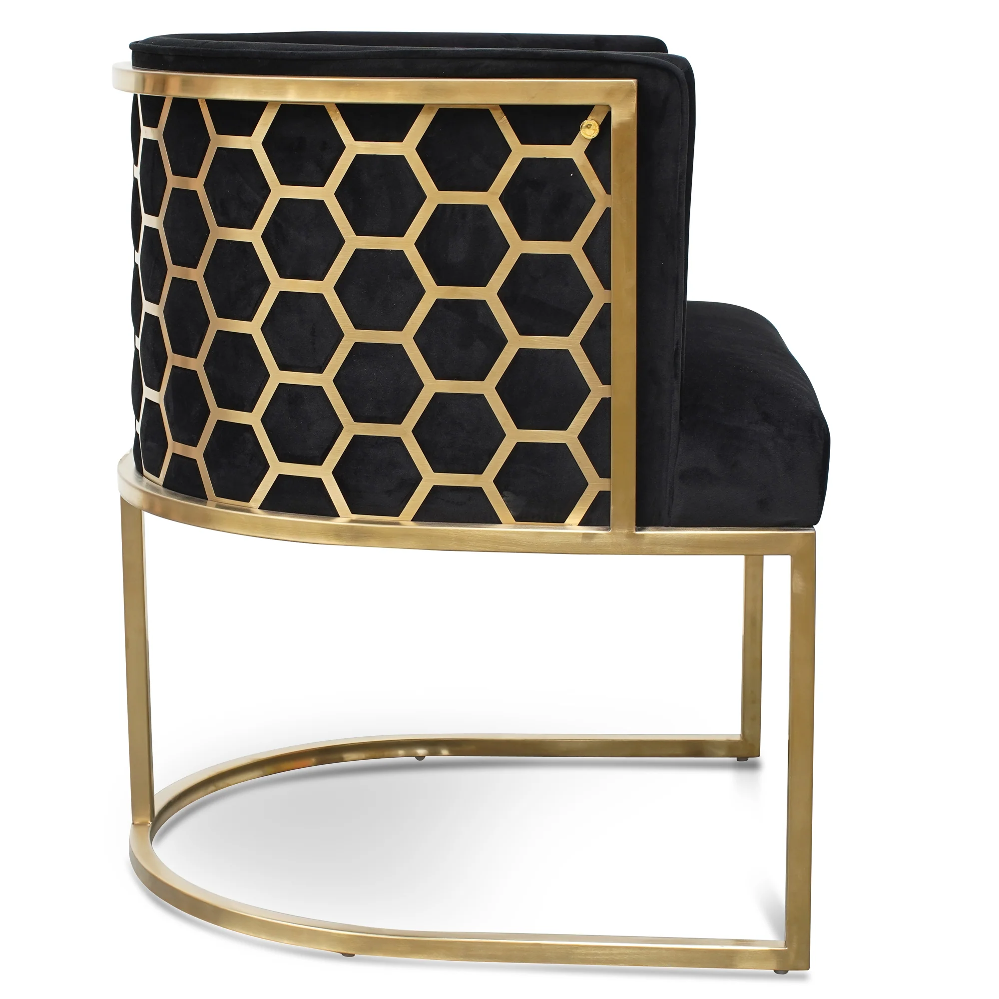 CLC2612-BS Lounge Chair In Black Velvet Seat - Brushed Gold - Image 3