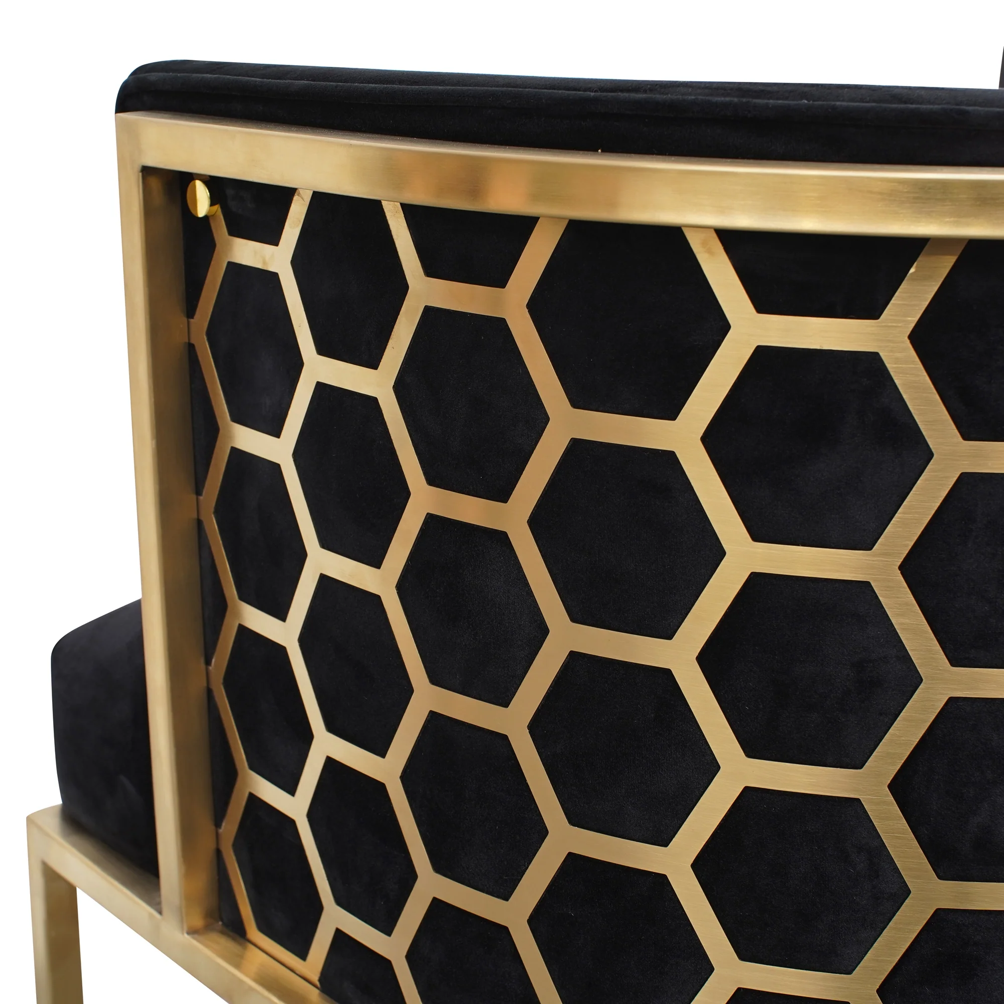 CLC2612-BS Lounge Chair In Black Velvet Seat - Brushed Gold - Image 4