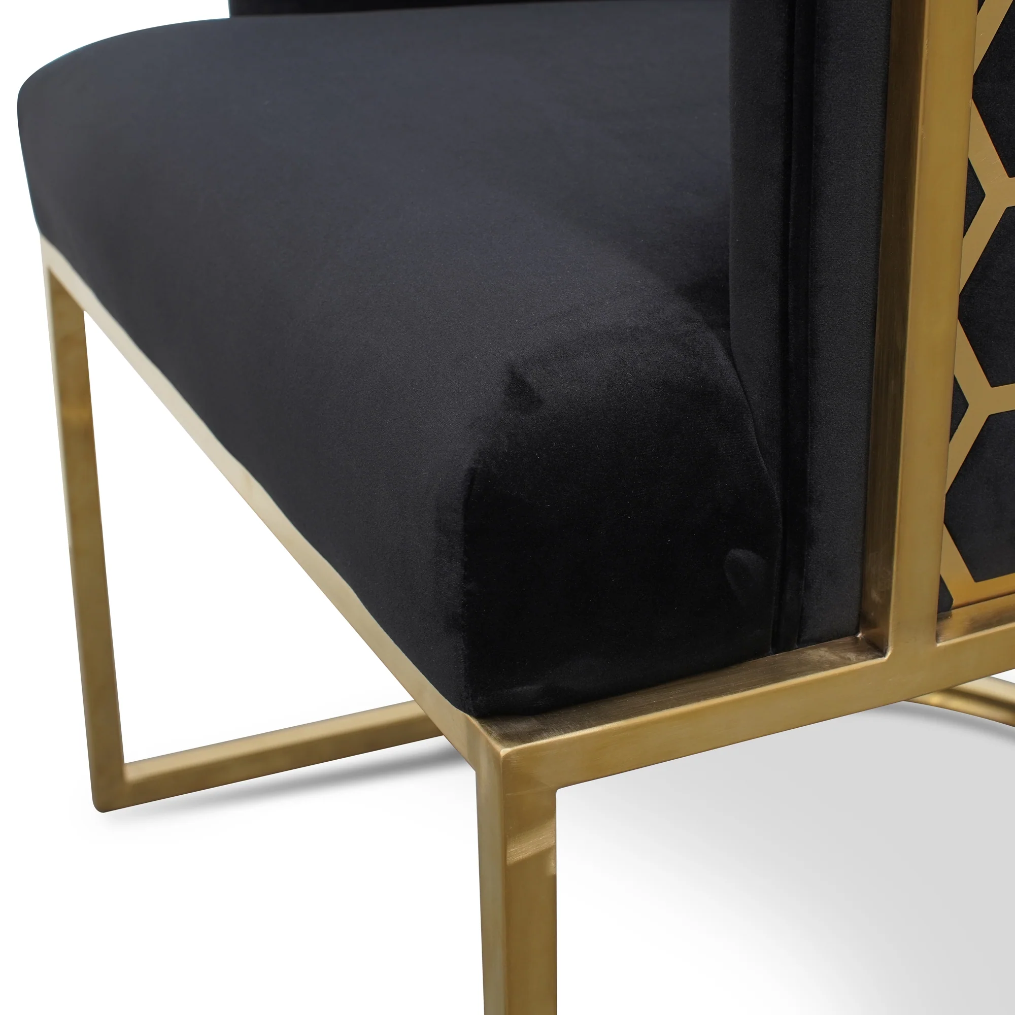 CLC2612-BS Lounge Chair In Black Velvet Seat - Brushed Gold - Image 5