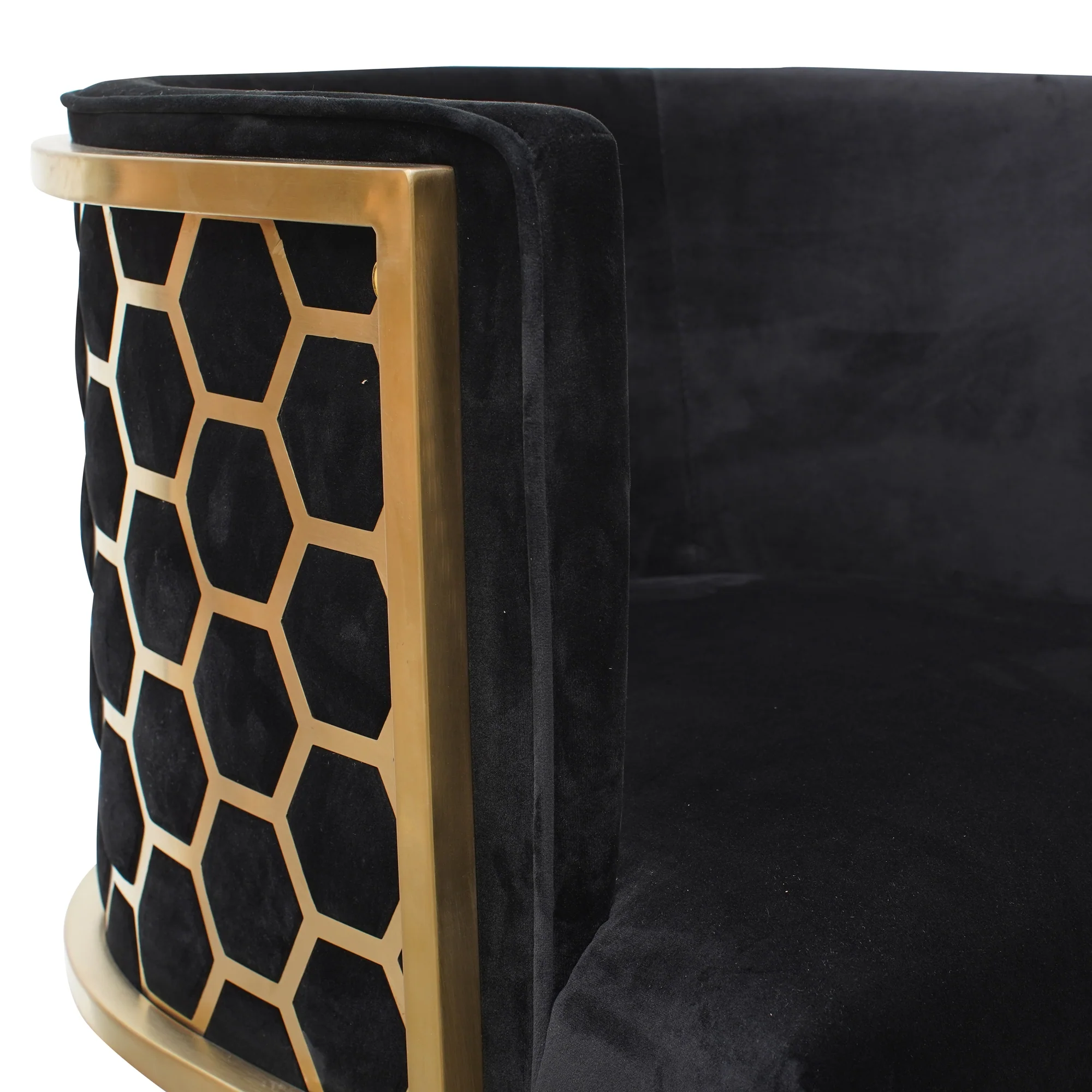 CLC2612-BS Lounge Chair In Black Velvet Seat - Brushed Gold - Image 6